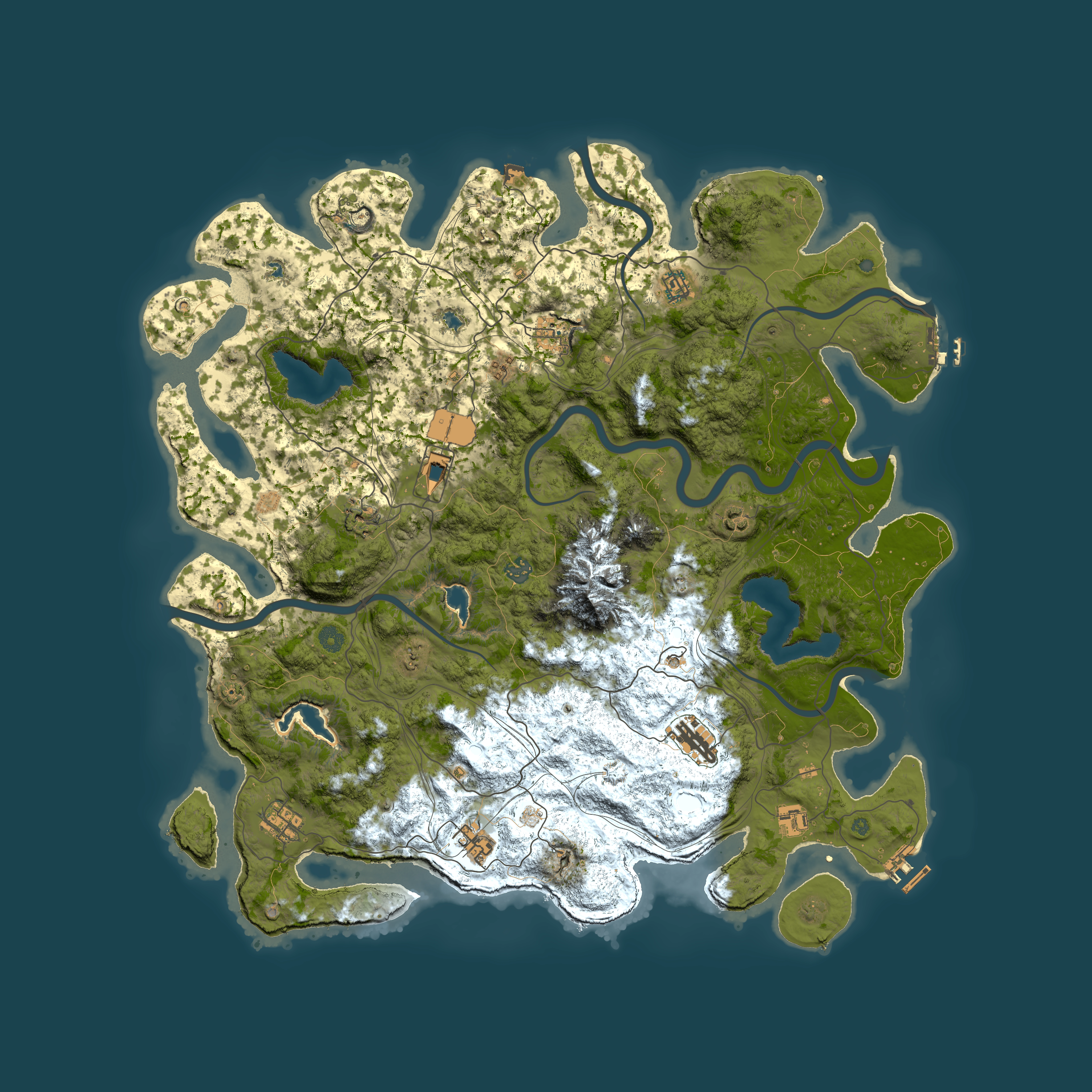 Full top-down render of Rust map seed 827660647, 5000x5000m