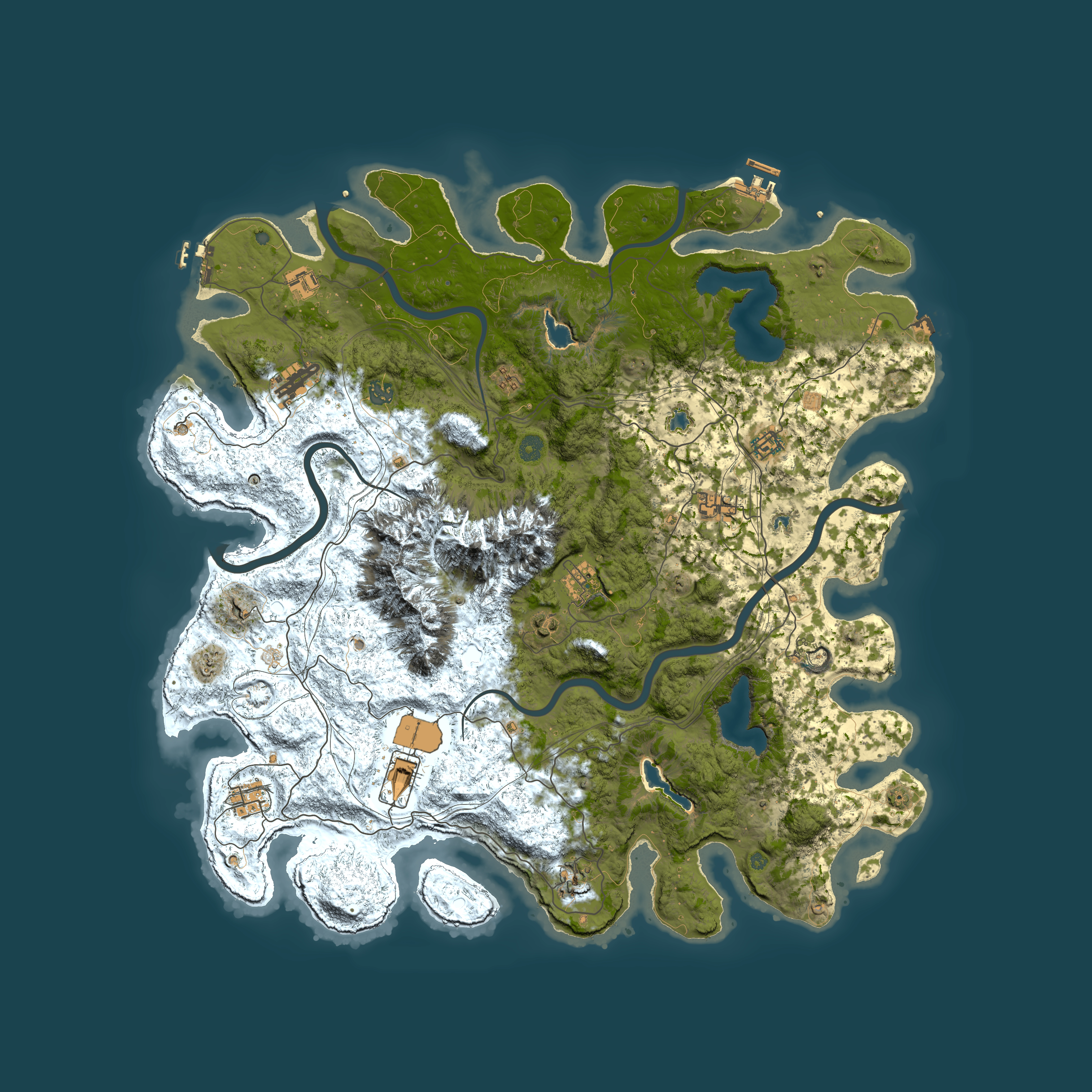 Full top-down render of Rust map seed 2045098641, 5000x5000m