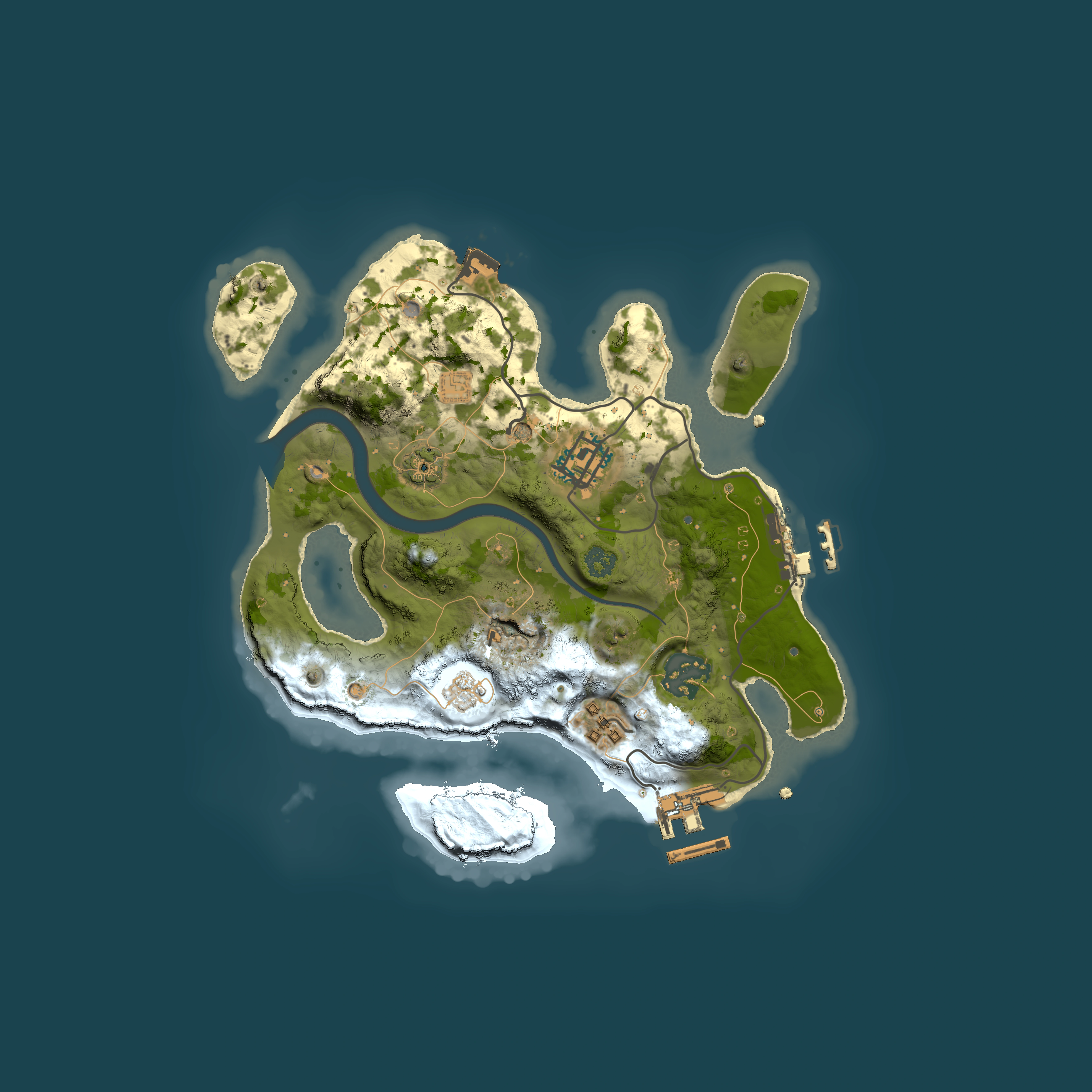 Full top-down render of Rust map seed 12630053, 2500x2500m