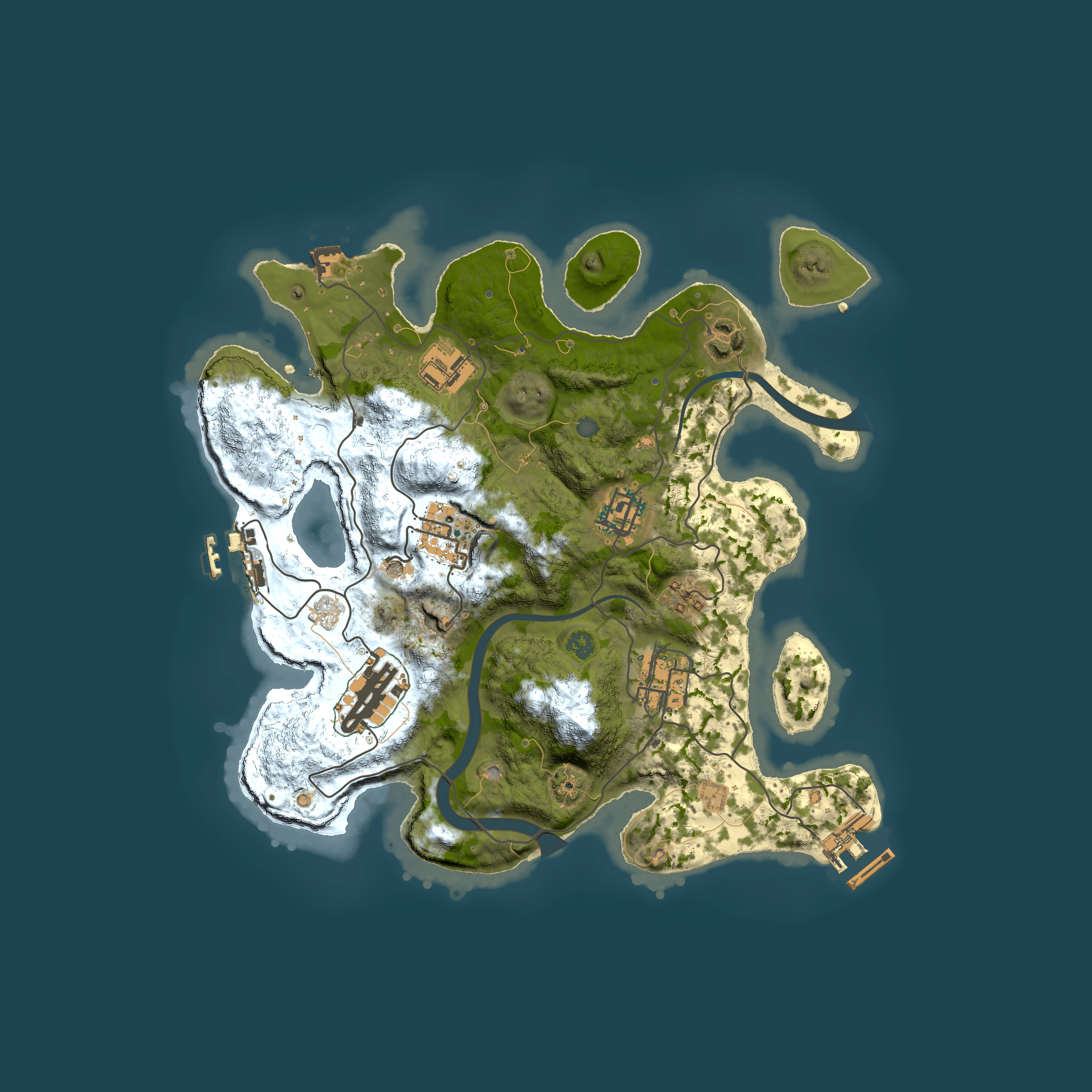 Full top-down render of Rust map seed 718187800, 3000x3000m