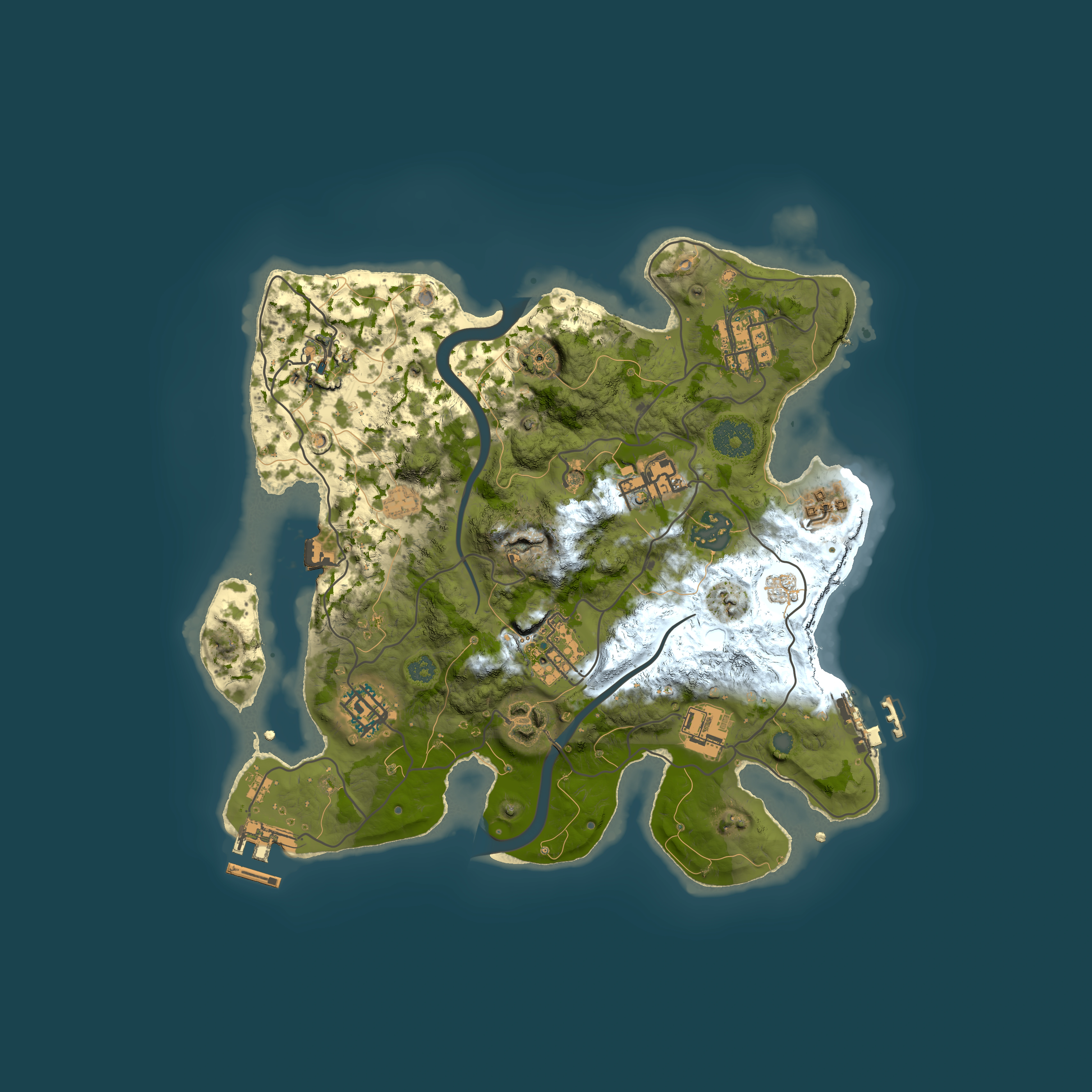 Full top-down render of Rust map seed 885224175, 3000x3000m