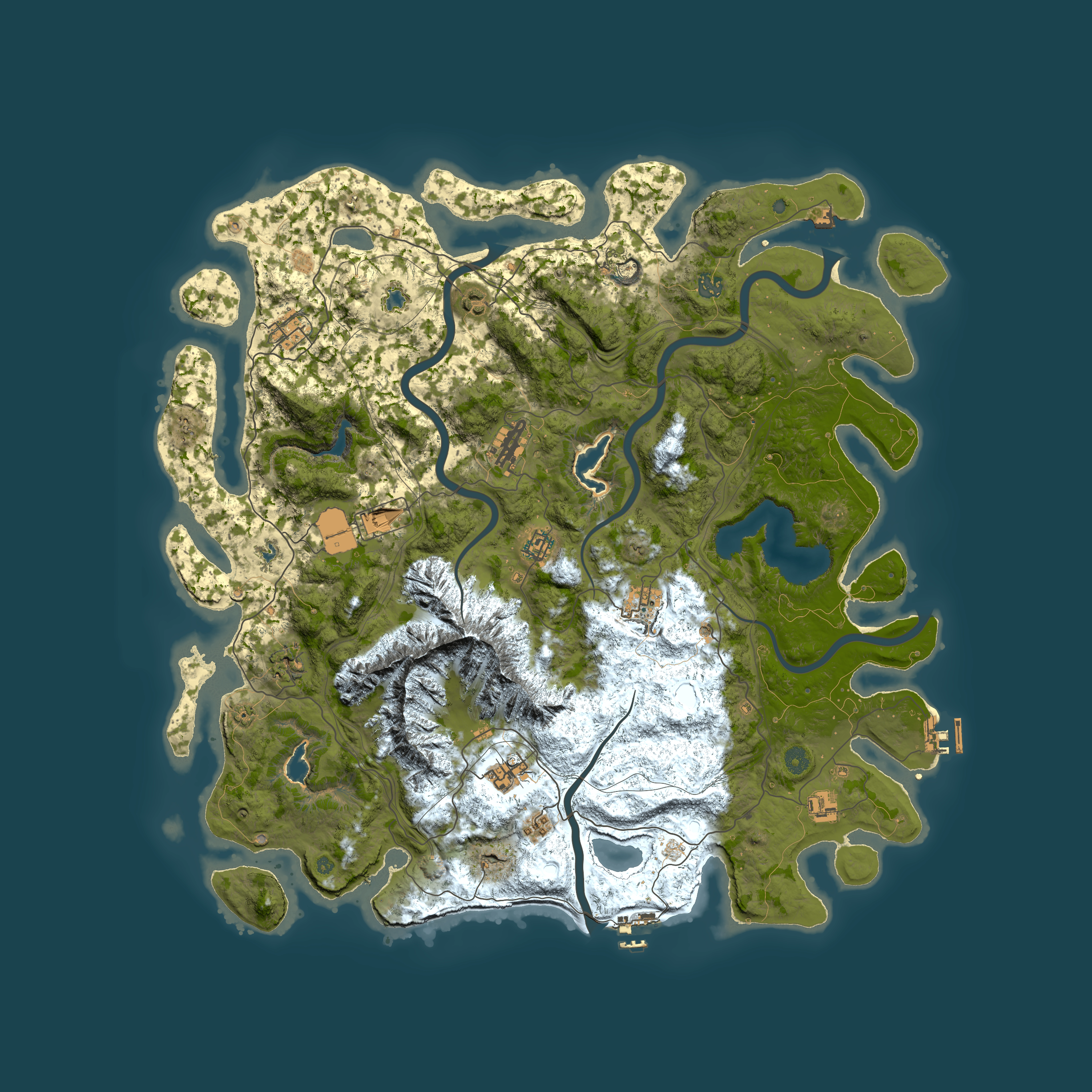 Full top-down render of Rust map seed 823746127, 5000x5000m