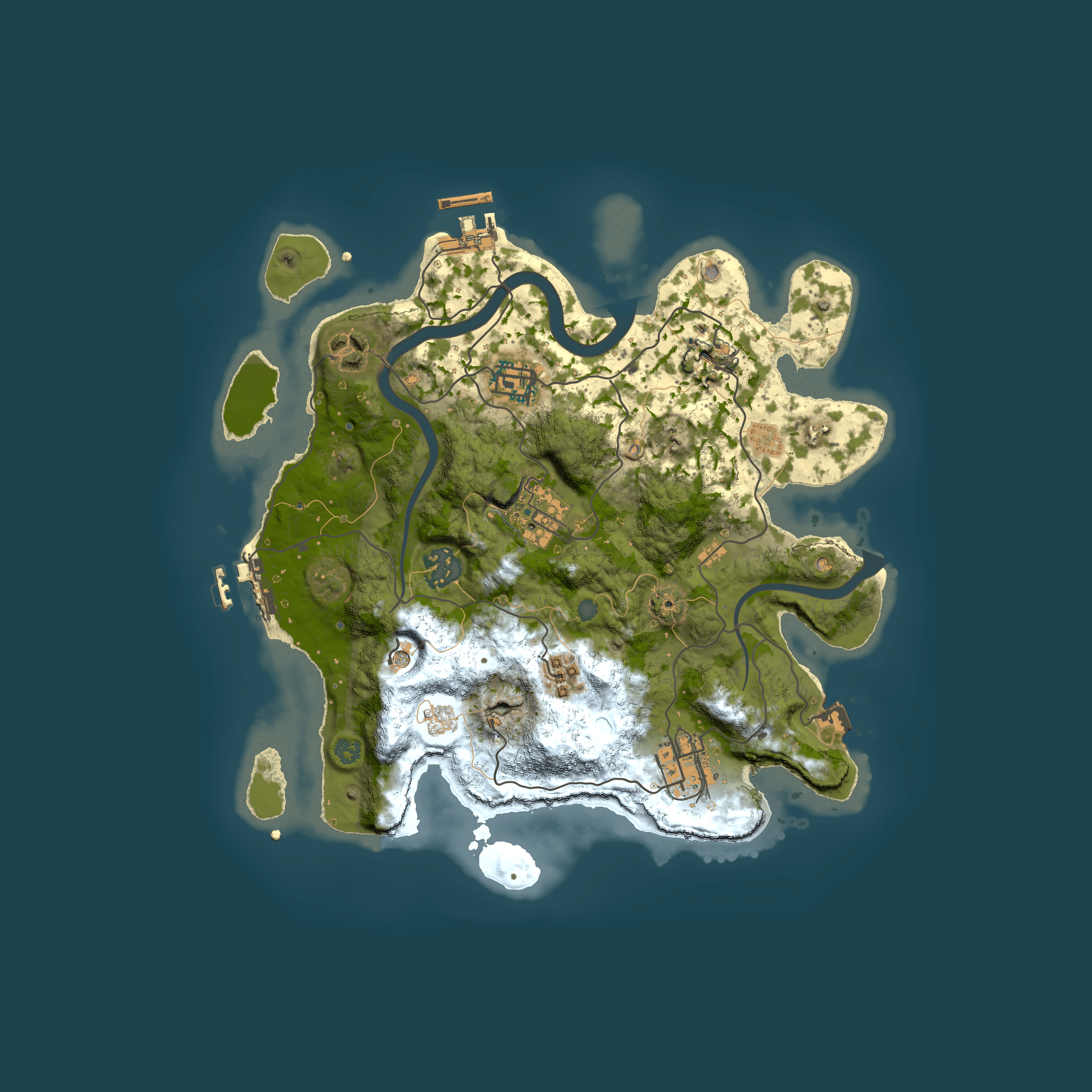 Full top-down render of Rust map seed 658193715, 3000x3000m