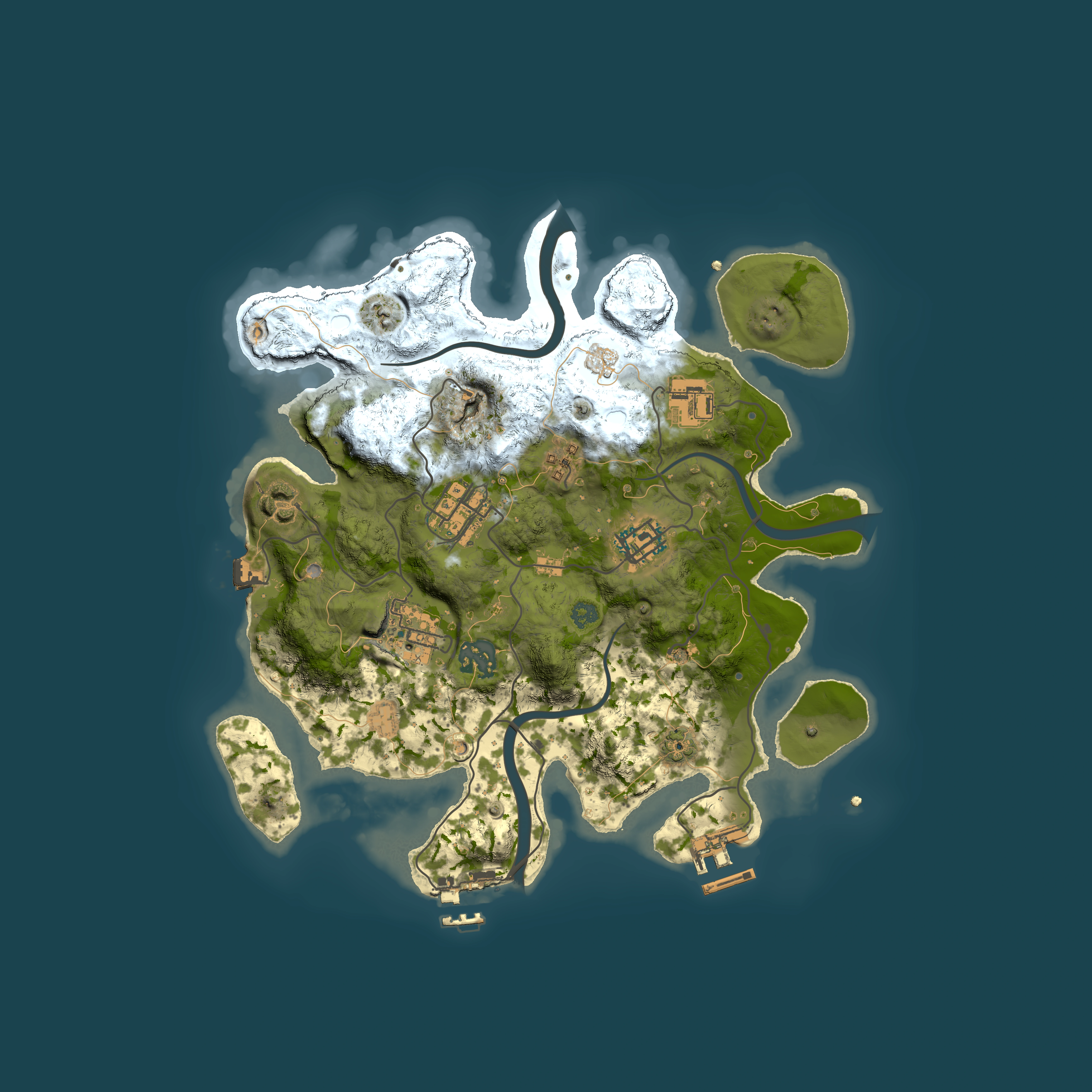 Full top-down render of Rust map seed 77376784, 3000x3000m