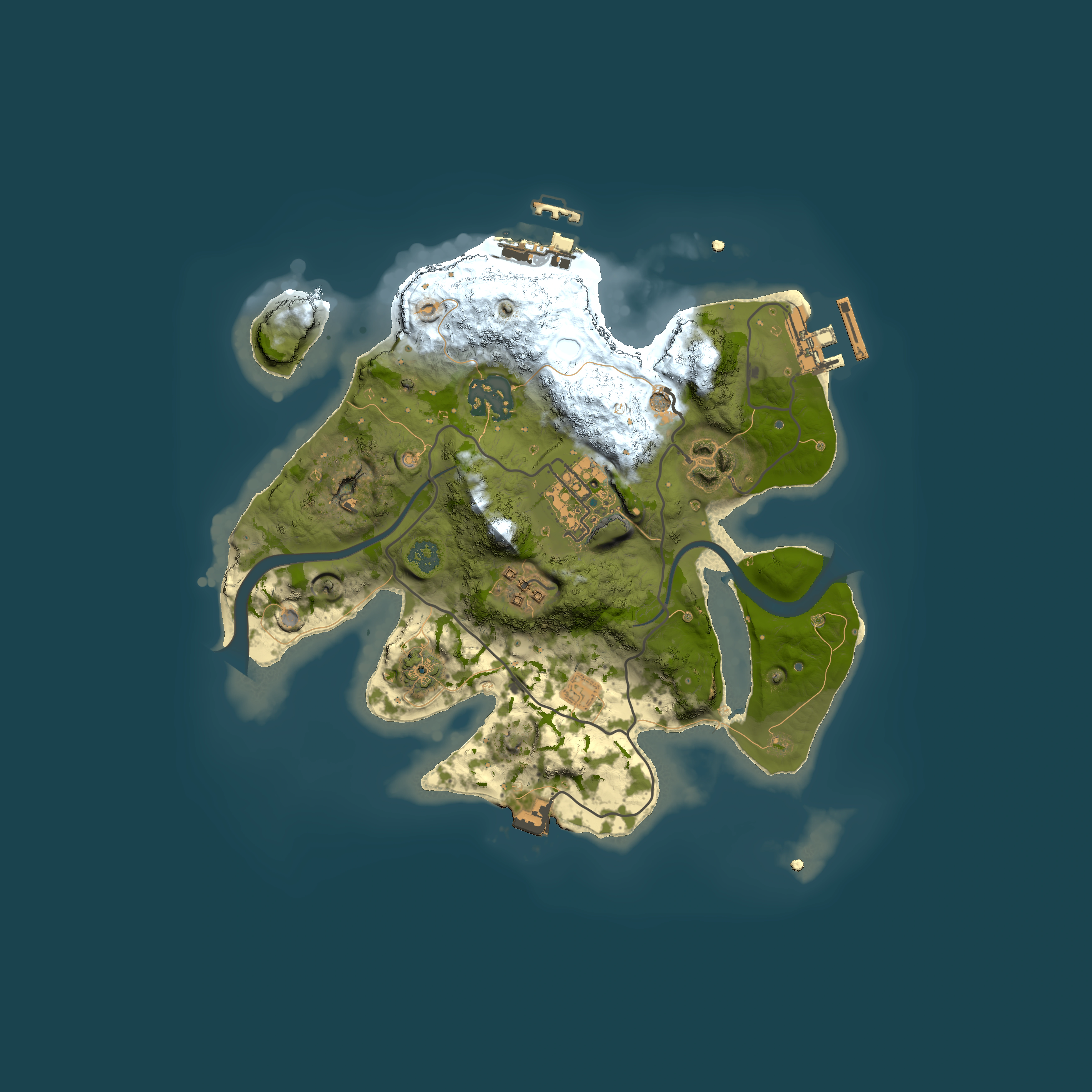 Full top-down render of Rust map seed 964242800, 2500x2500m