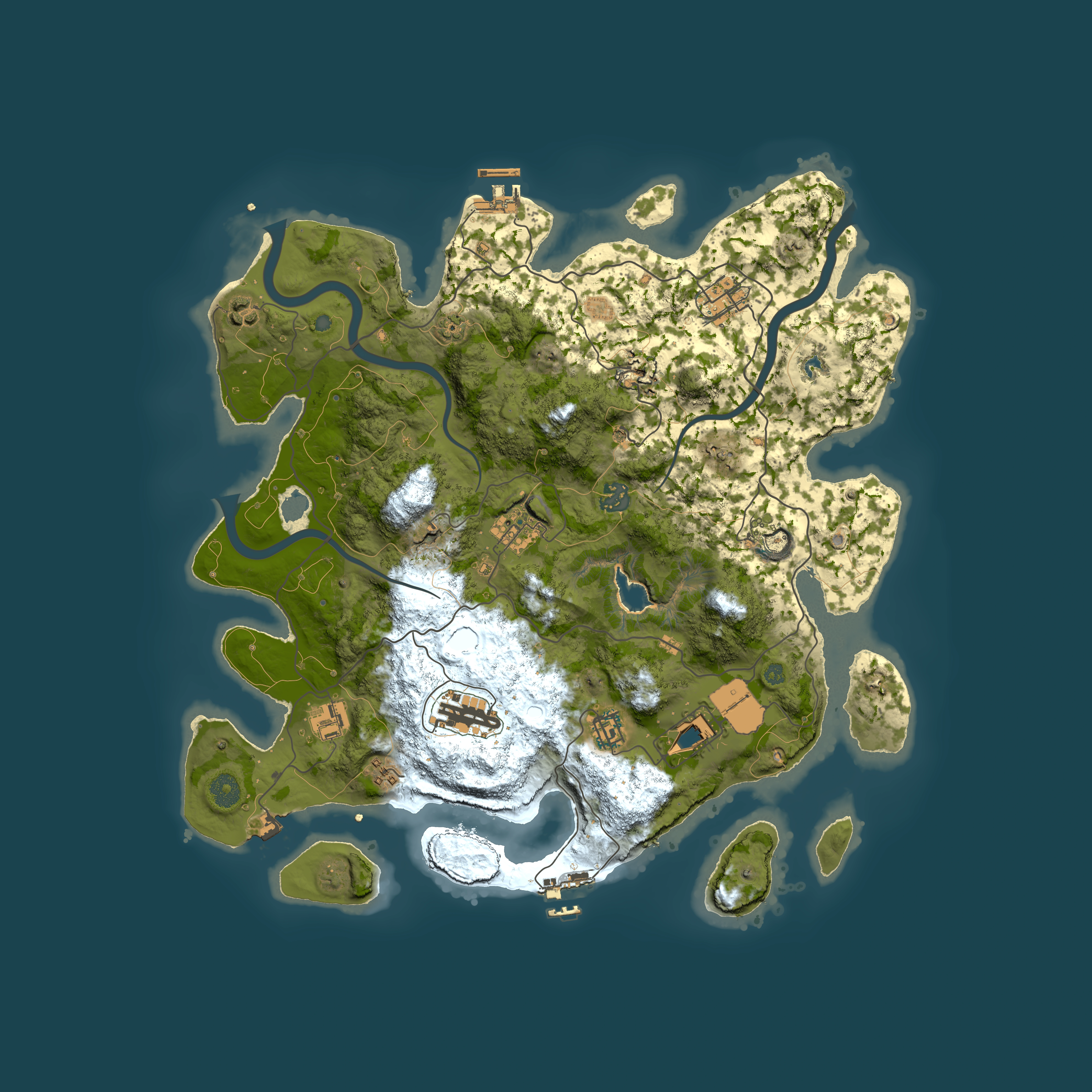 Full top-down render of Rust map seed 1642777804, 4000x4000m