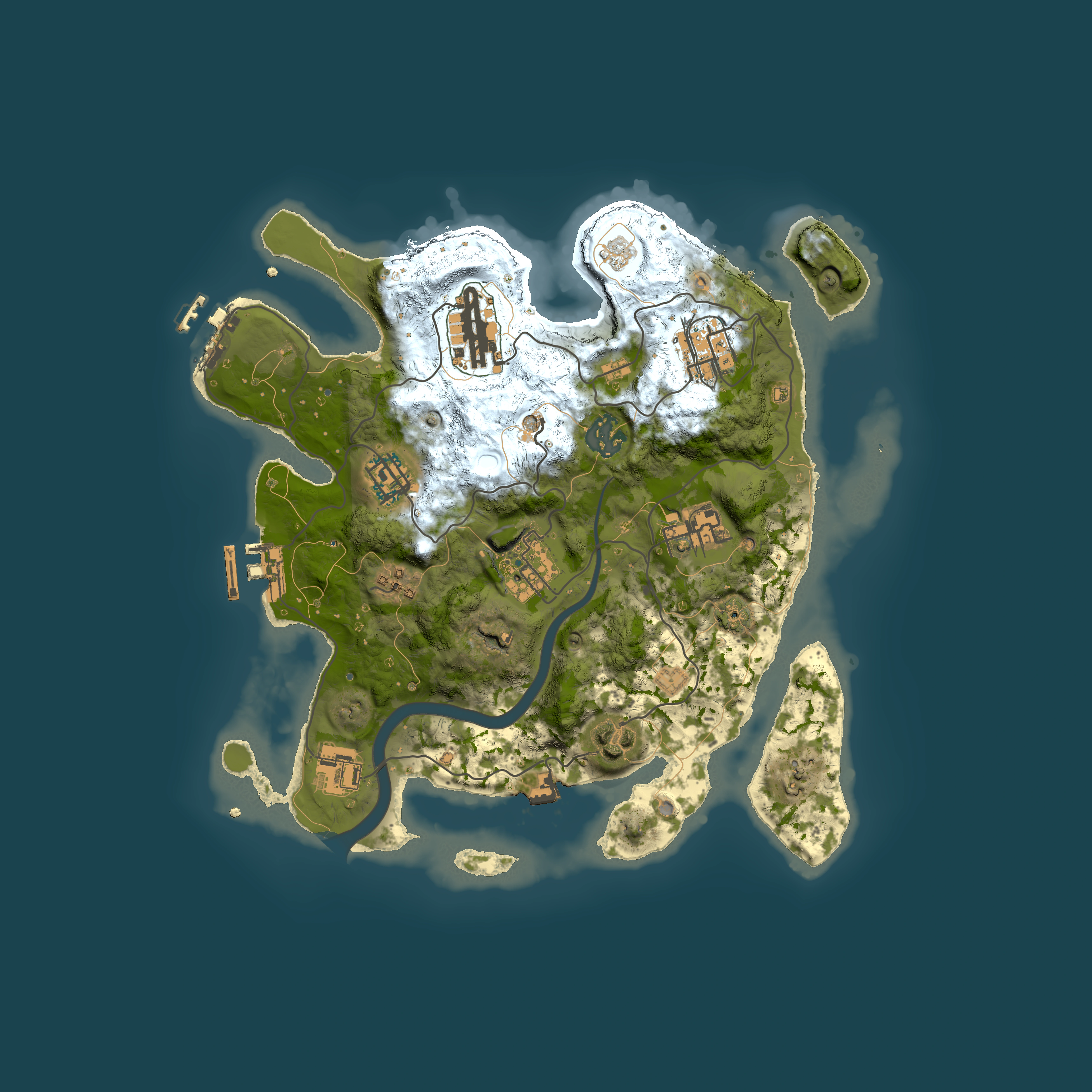 Full top-down render of Rust map seed 2087015800, 3000x3000m