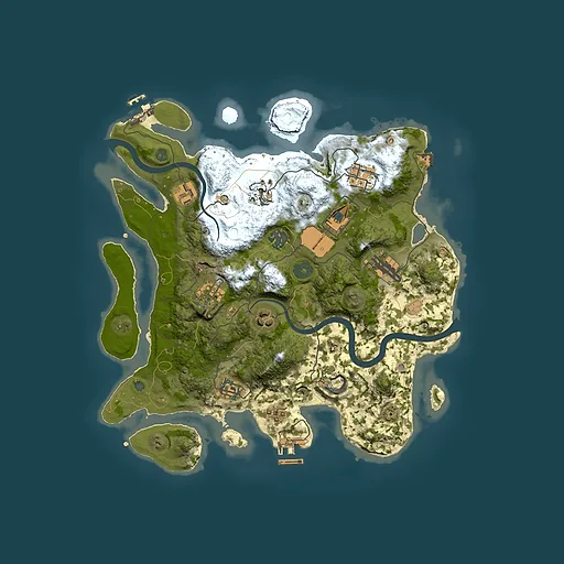 Rust map seed 291691327, 3500x3500m top-down preview