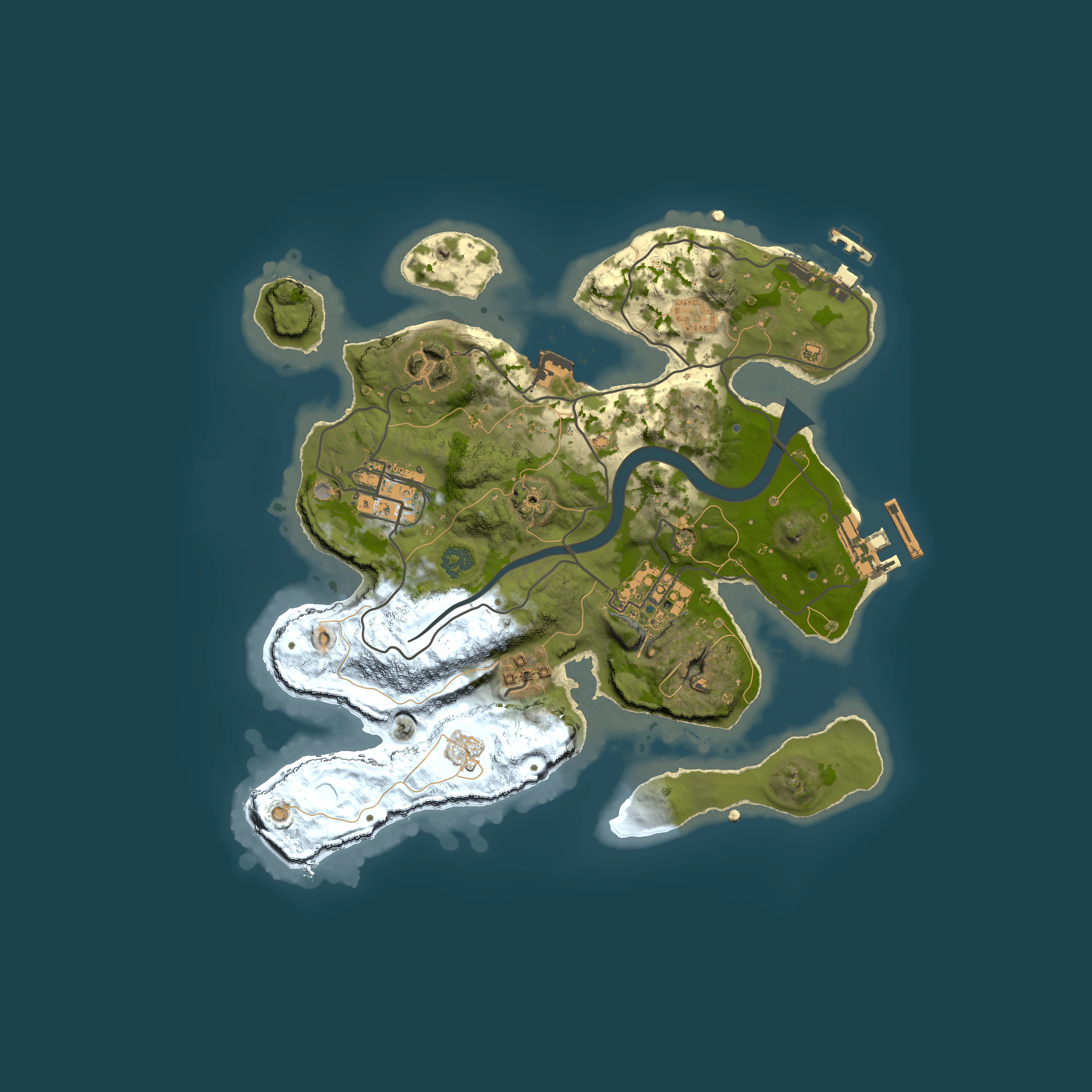Full top-down render of Rust map seed 664466570, 2500x2500m