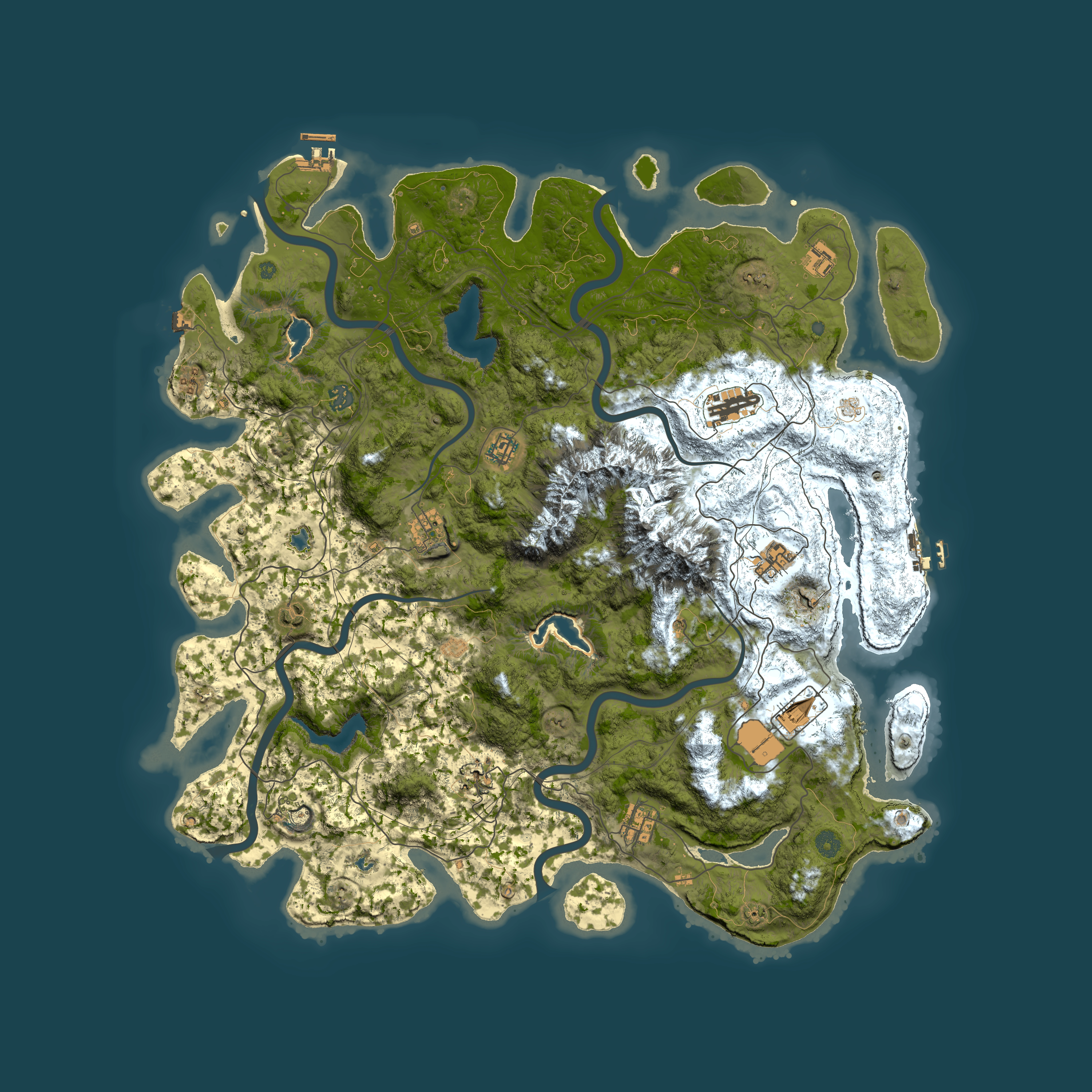 Full top-down render of Rust map seed 159294608, 5000x5000m