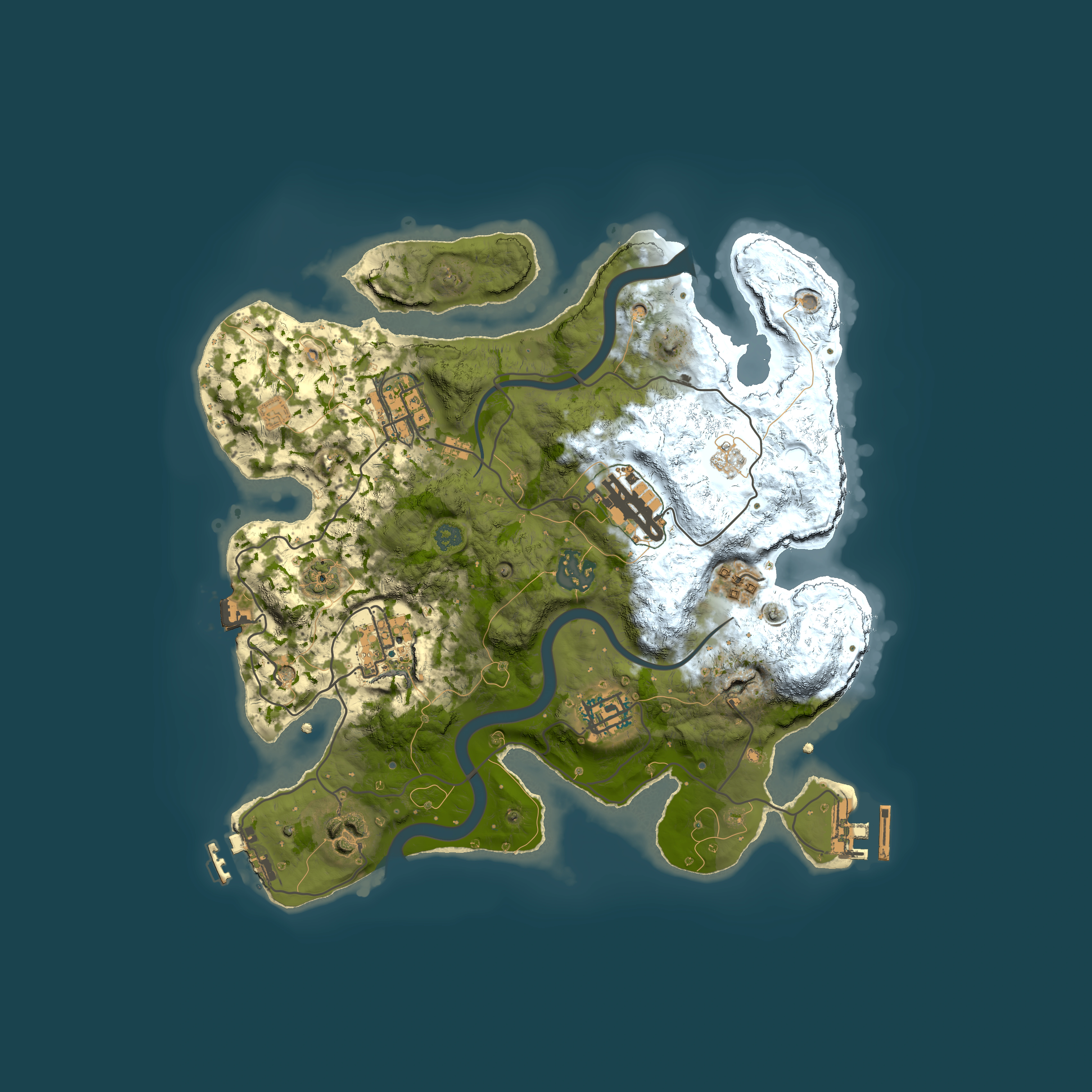 Full top-down render of Rust map seed 400823635, 3000x3000m
