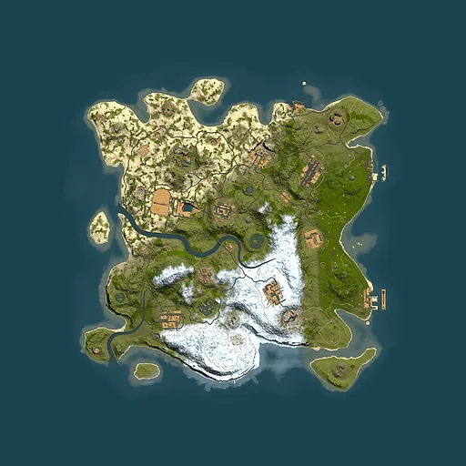 Rust map seed 1227981590, 3500x3500m top-down preview