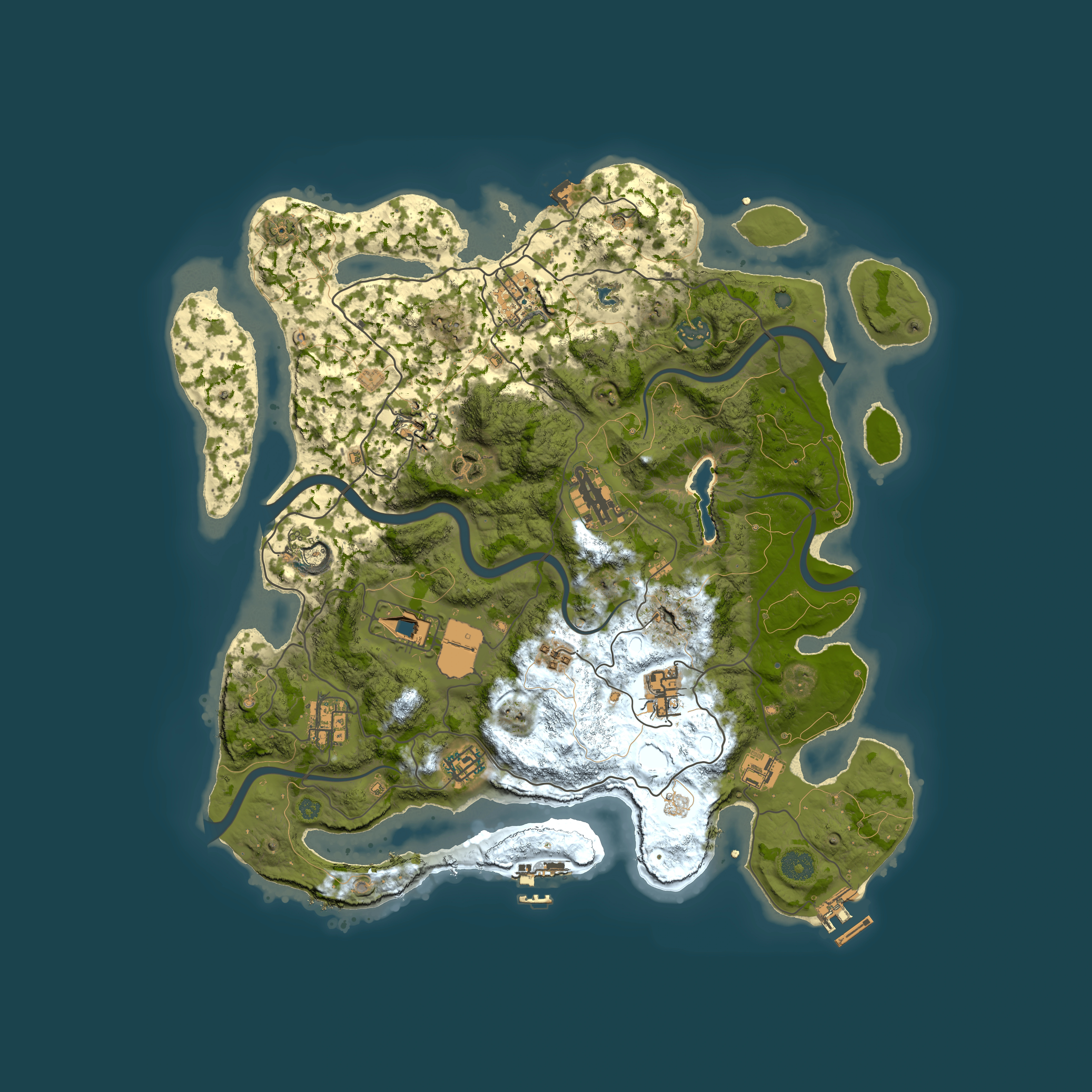 Full top-down render of Rust map seed 1986215127, 4000x4000m
