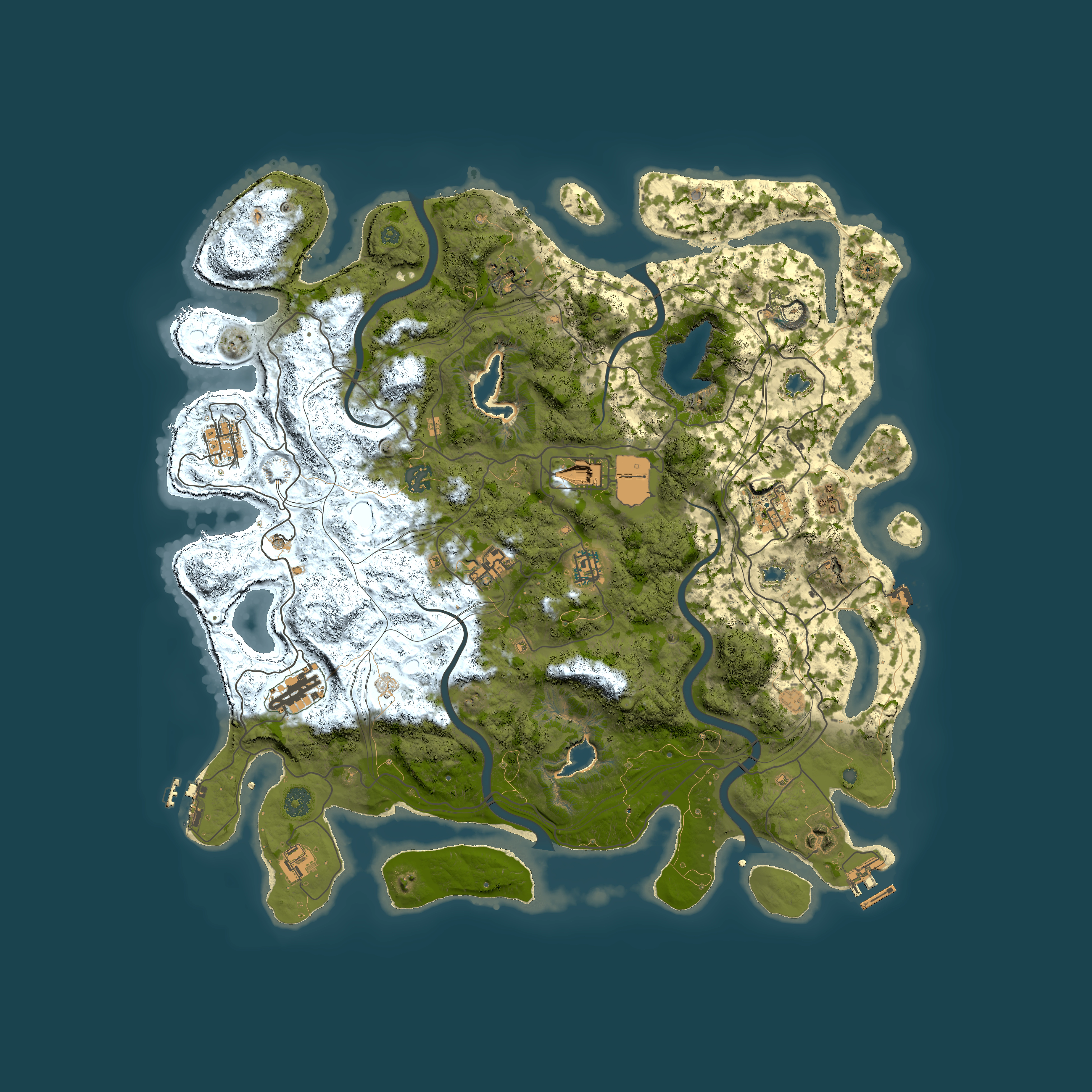 Full top-down render of Rust map seed 1366709688, 4500x4500m
