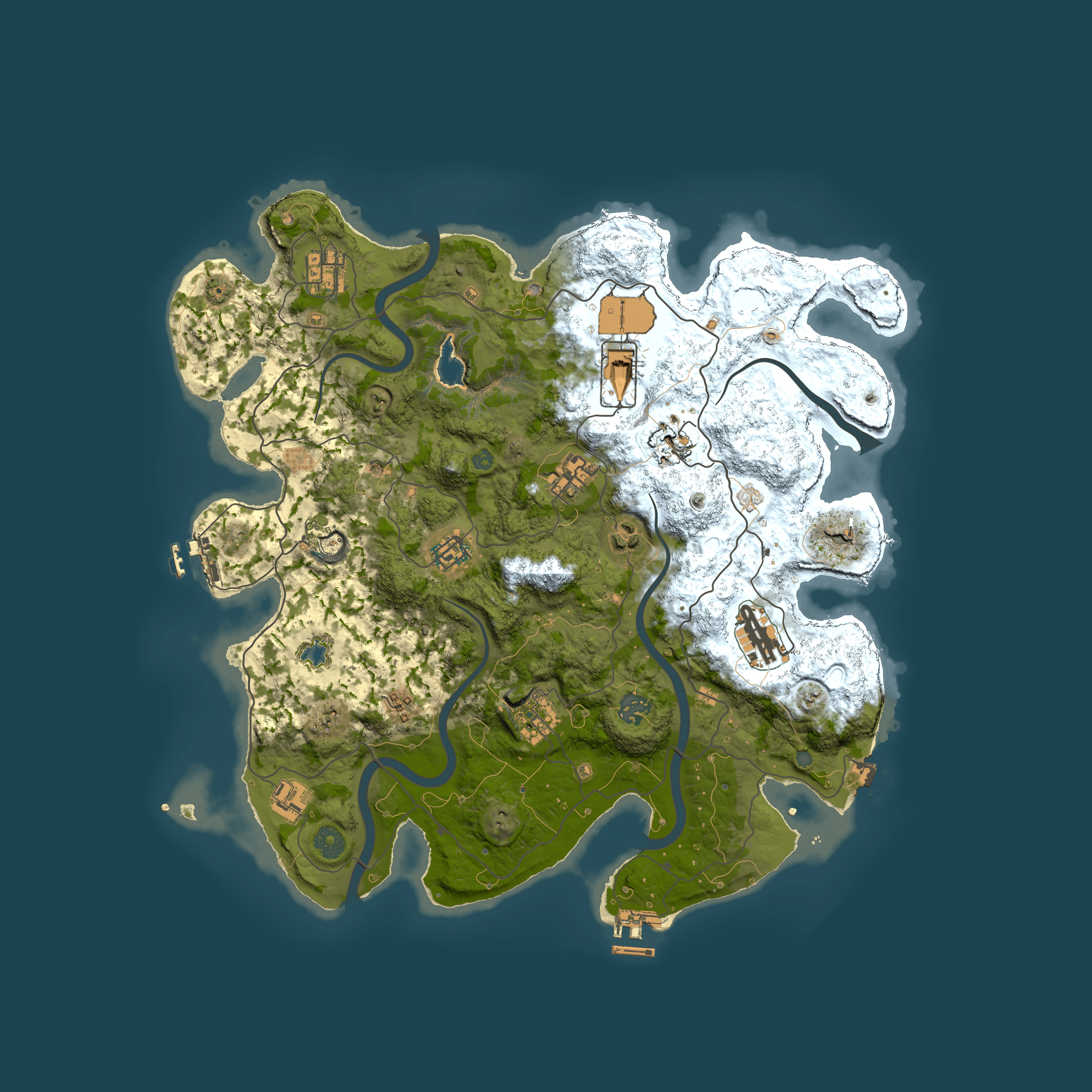 Full top-down render of Rust map seed 671562827, 4000x4000m