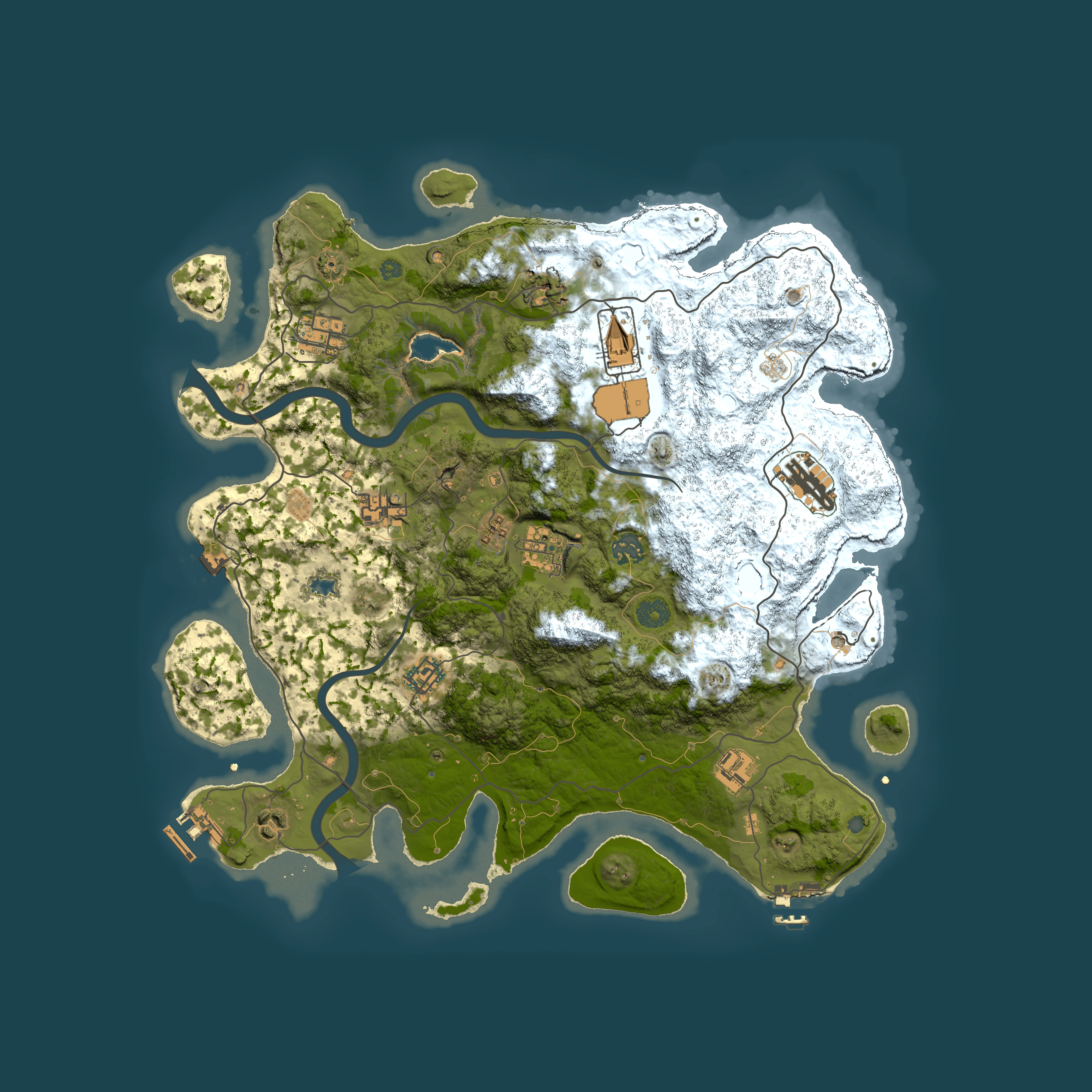 Full top-down render of Rust map seed 294816487, 4000x4000m