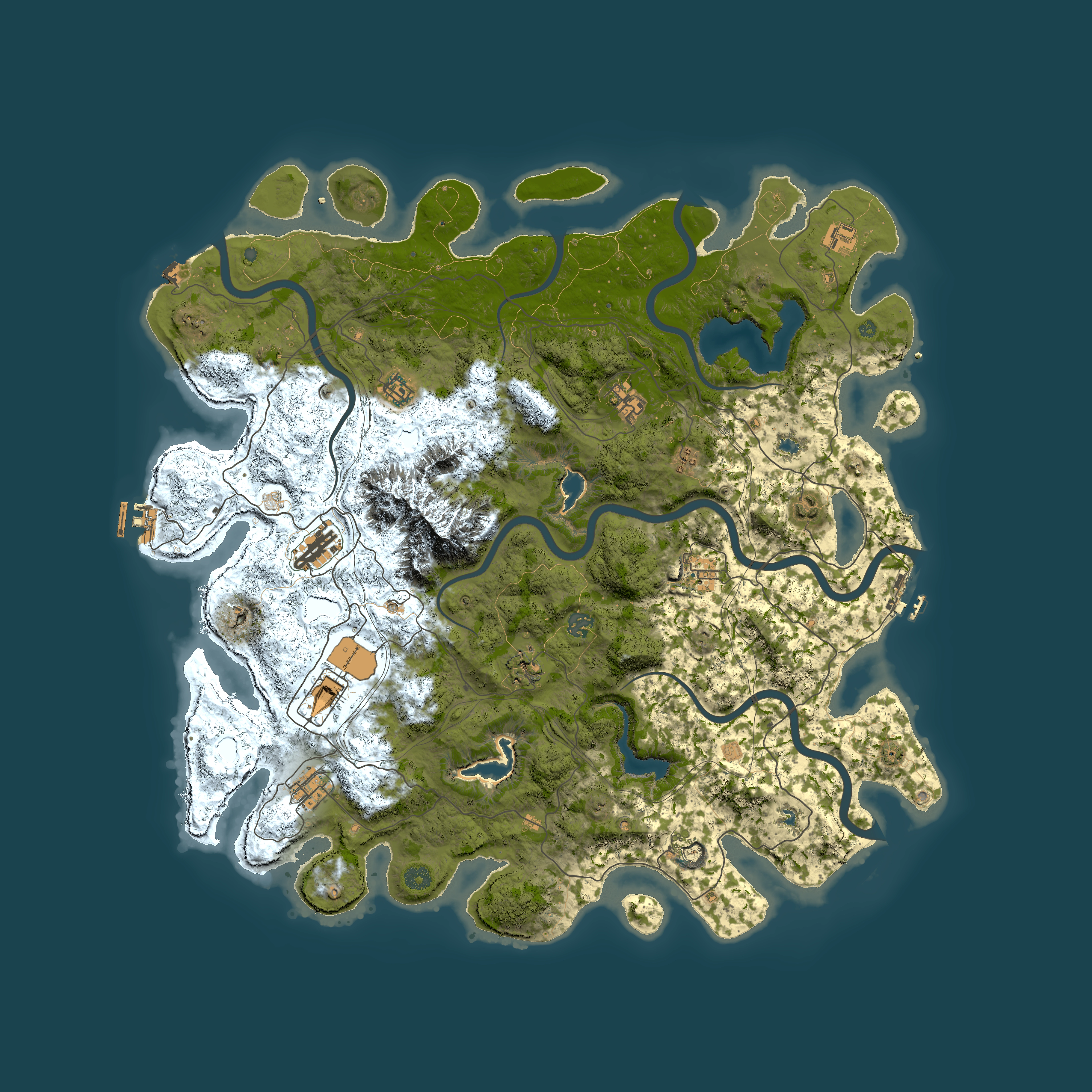 Full top-down render of Rust map seed 454177637, 5000x5000m