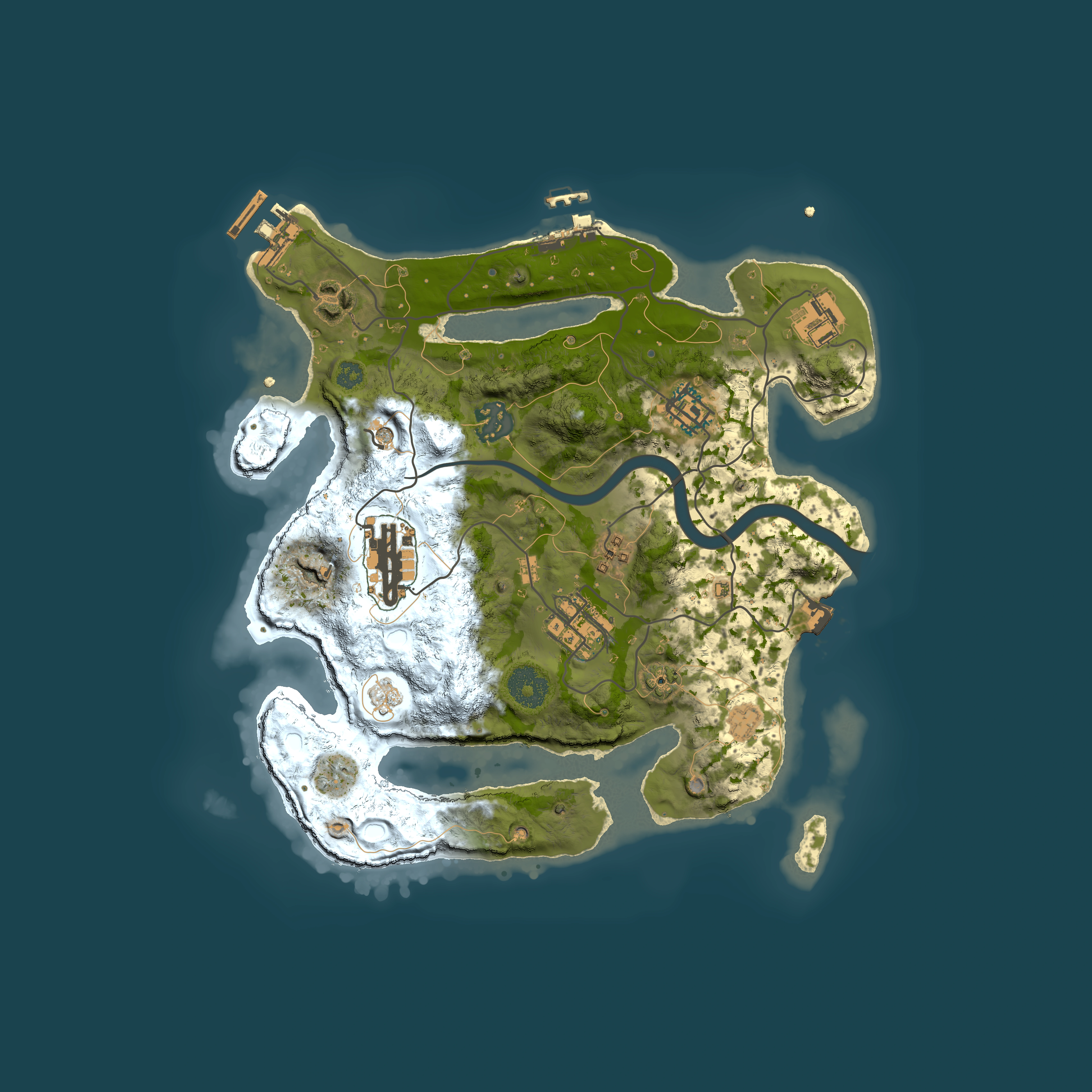 Full top-down render of Rust map seed 2079878692, 3000x3000m