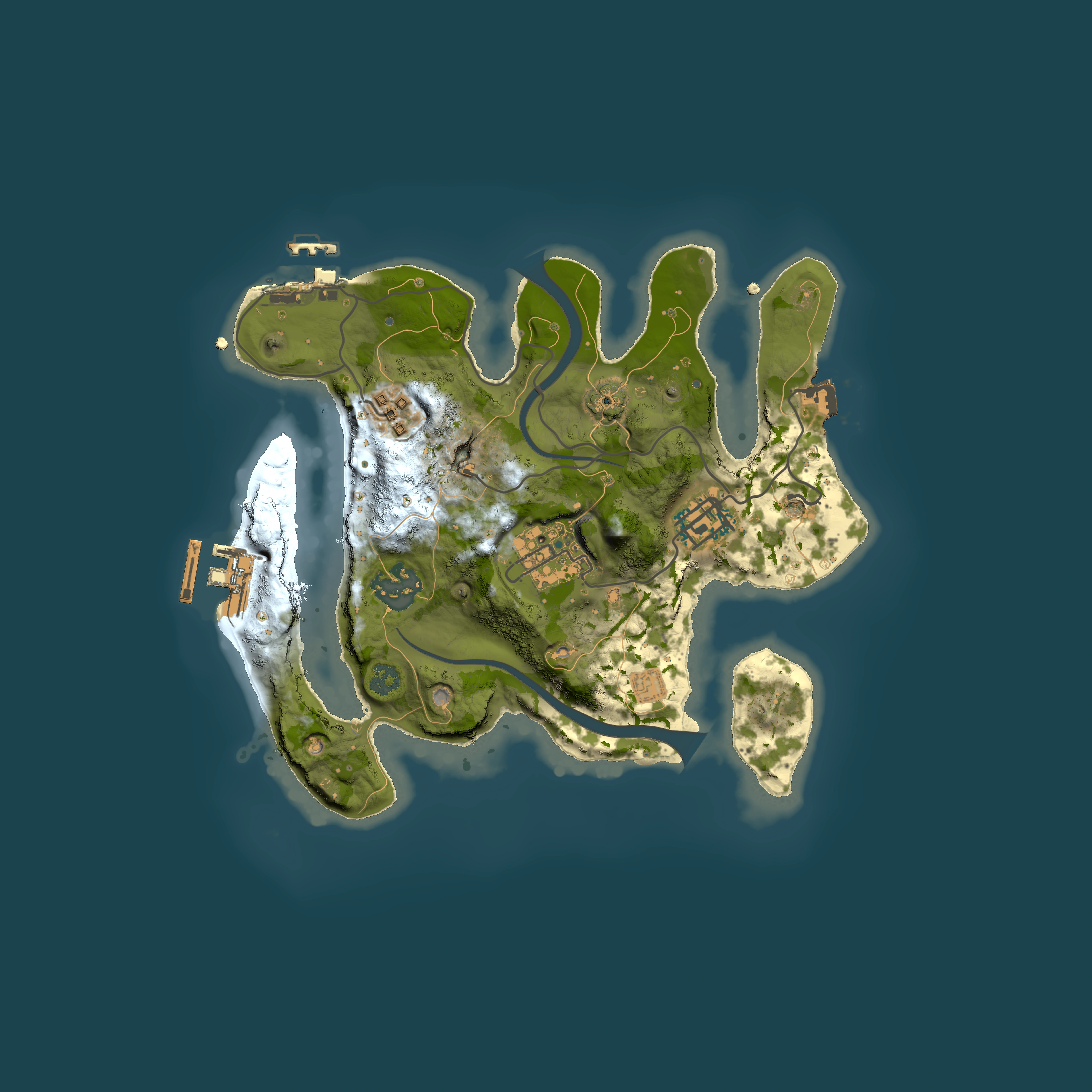 Full top-down render of Rust map seed 1740765070, 2500x2500m