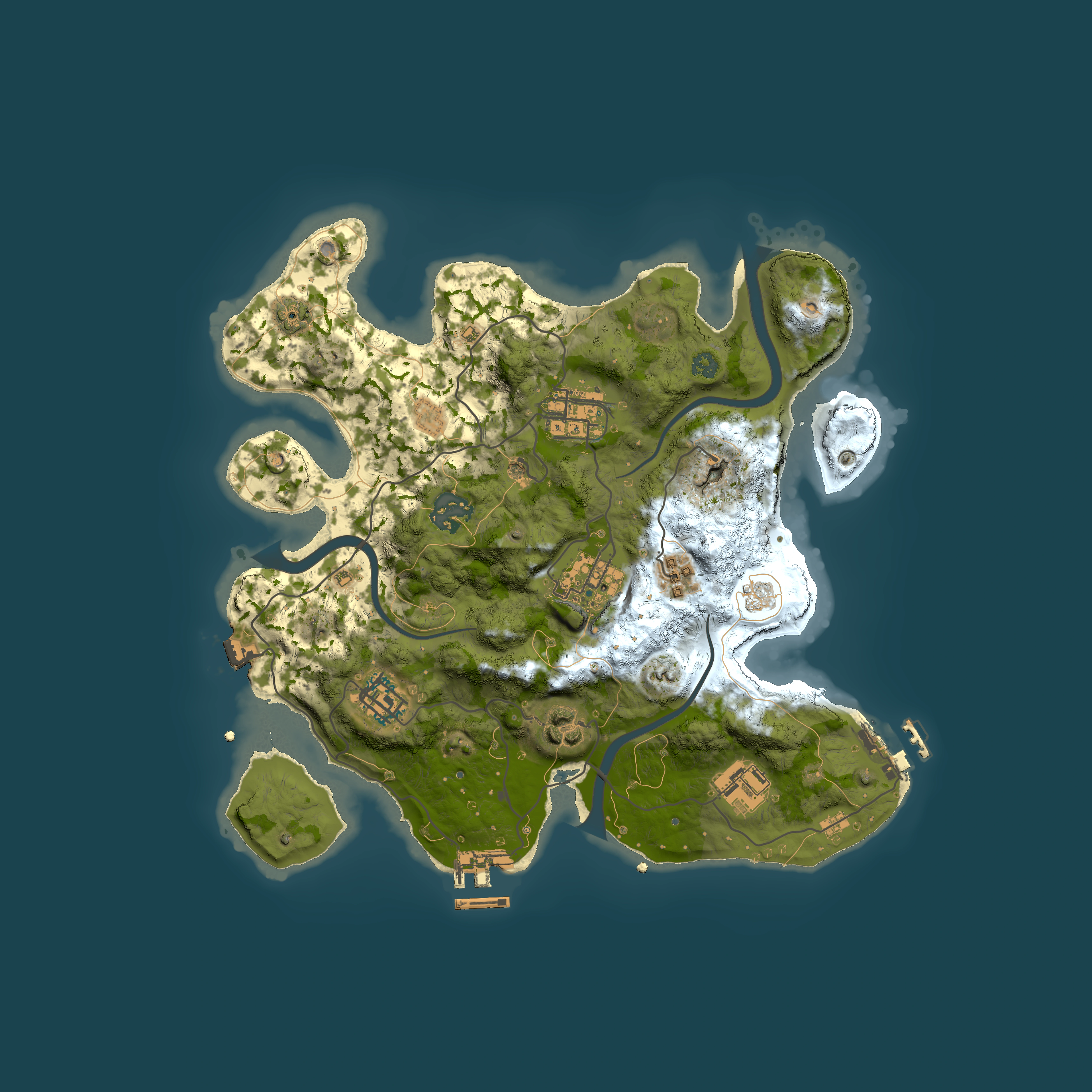 Full top-down render of Rust map seed 847396493, 3000x3000m