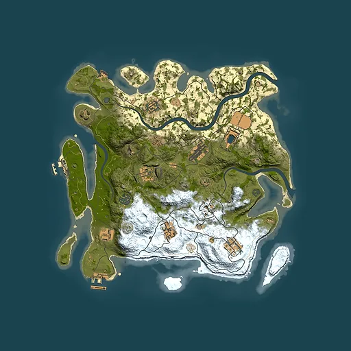 Rust map seed 436289116, 3500x3500m top-down preview