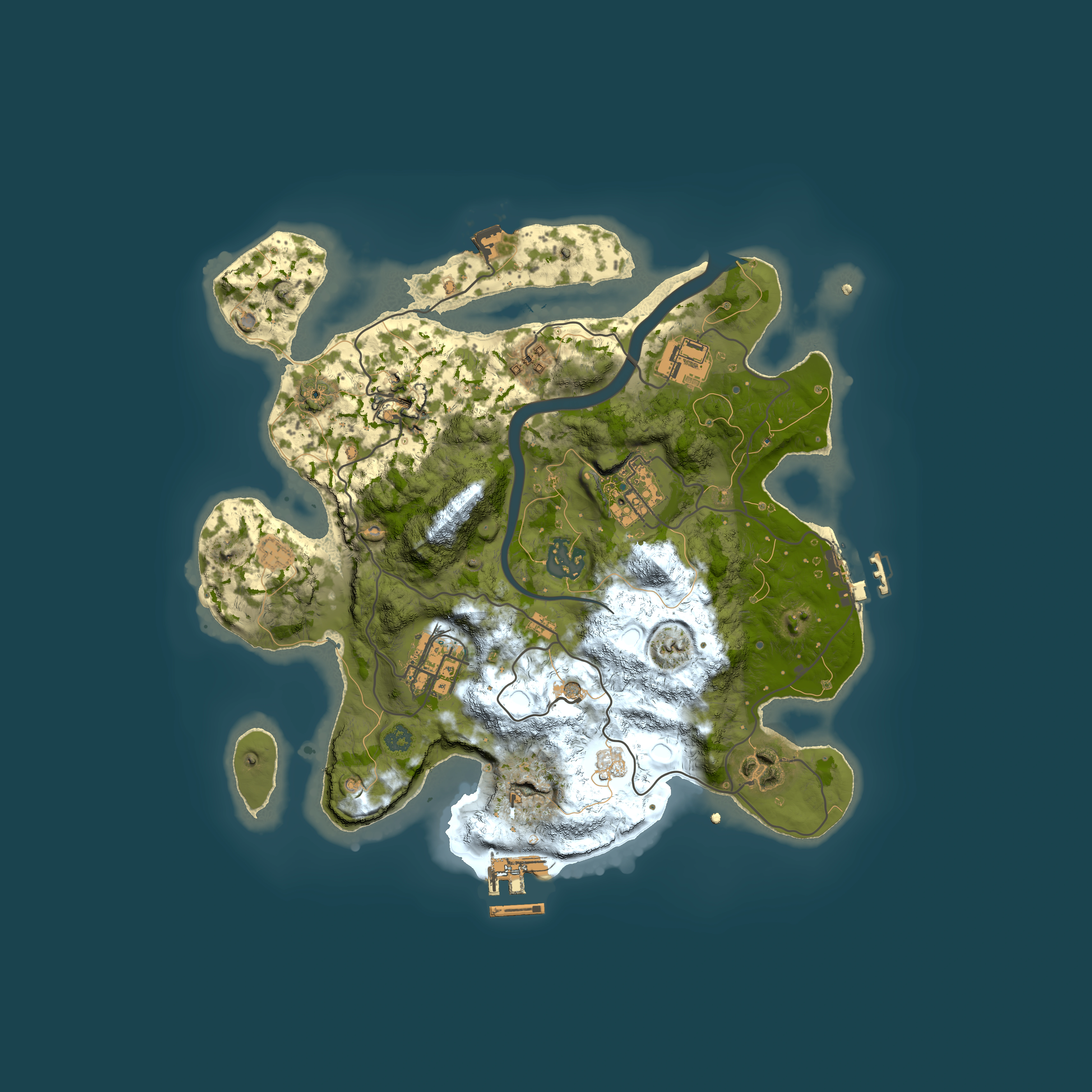 Full top-down render of Rust map seed 665117618, 3000x3000m