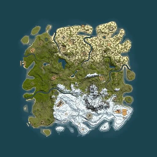 Rust map seed 387077555, 5000x5000m top-down preview