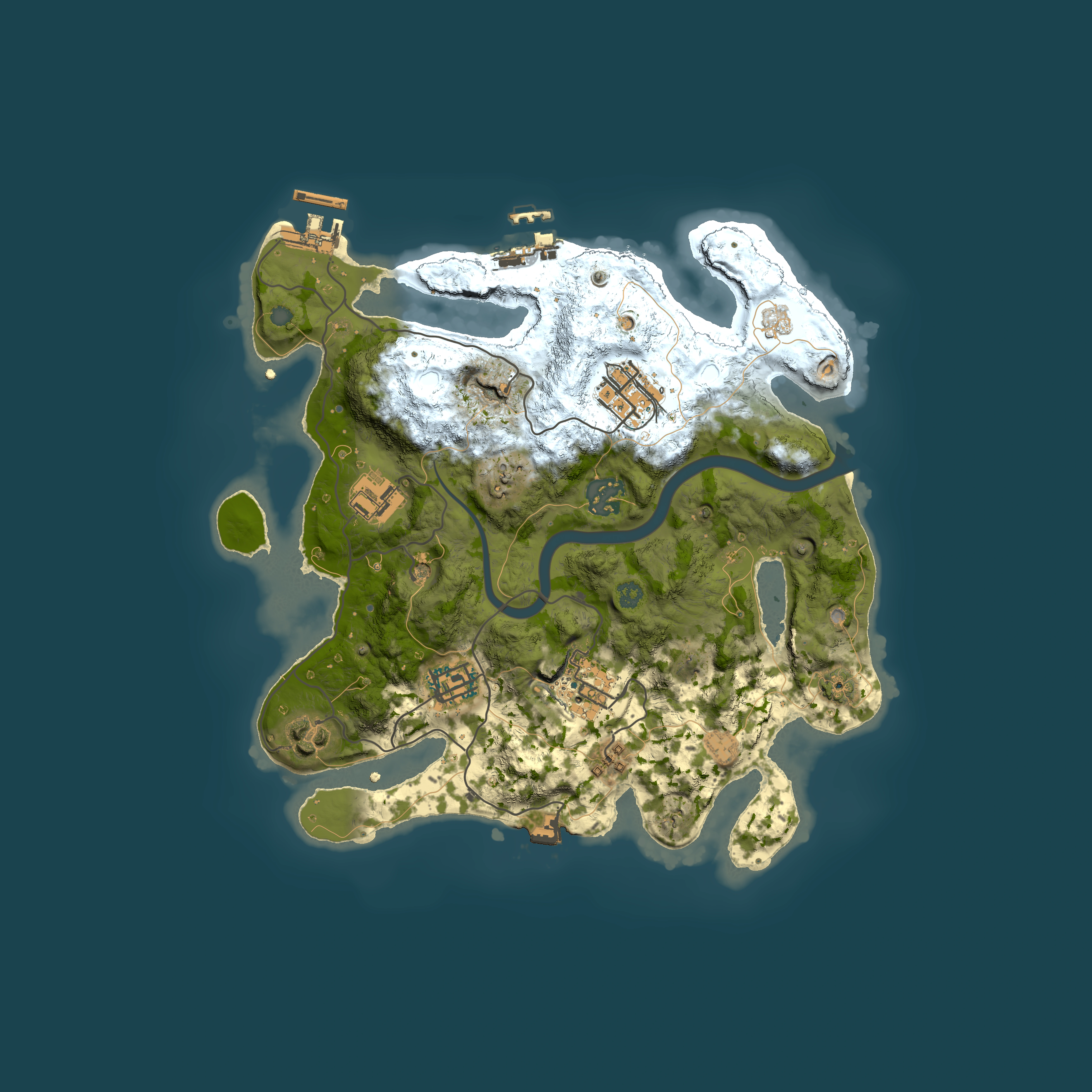 Full top-down render of Rust map seed 1198861797, 3000x3000m