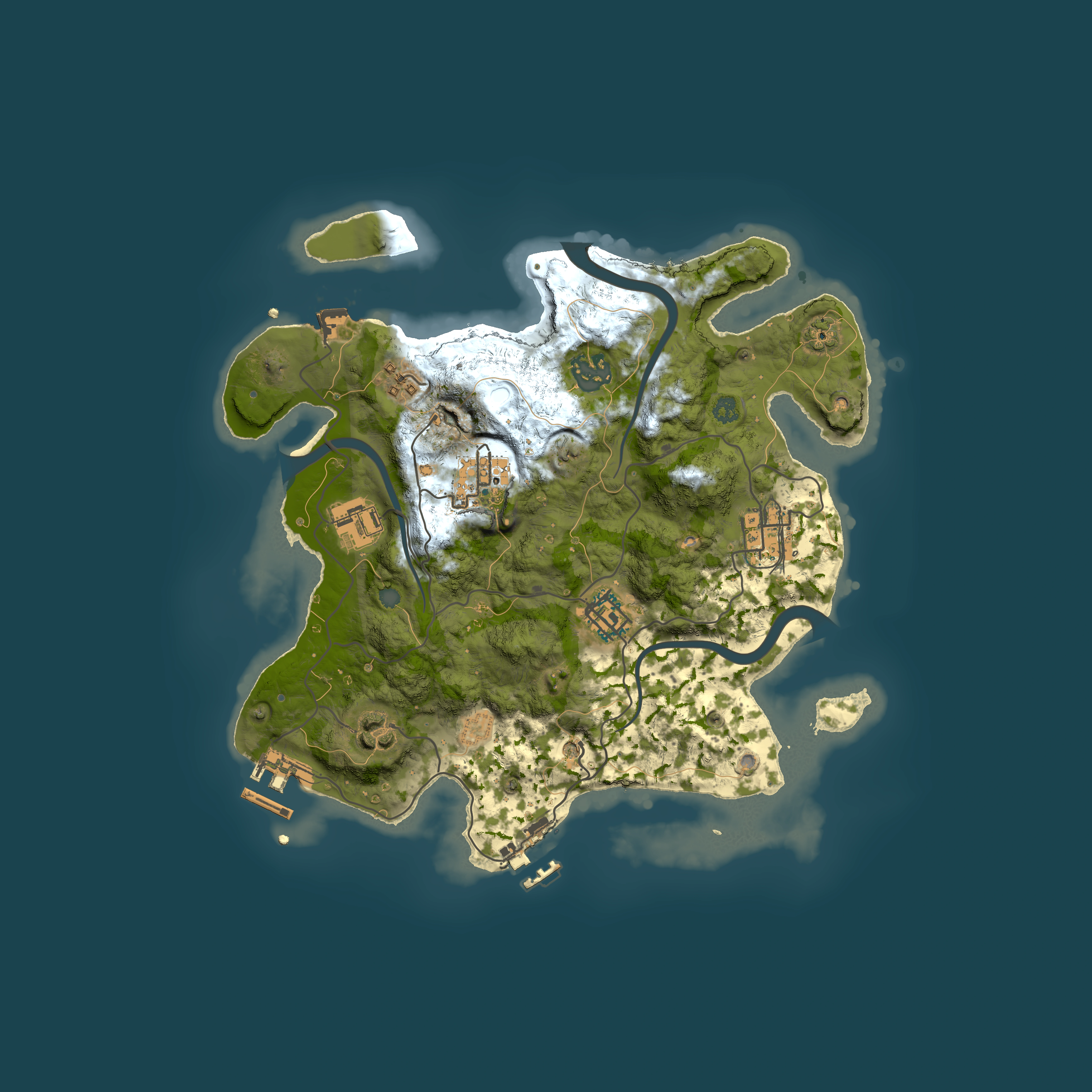 Full top-down render of Rust map seed 2105239231, 3000x3000m