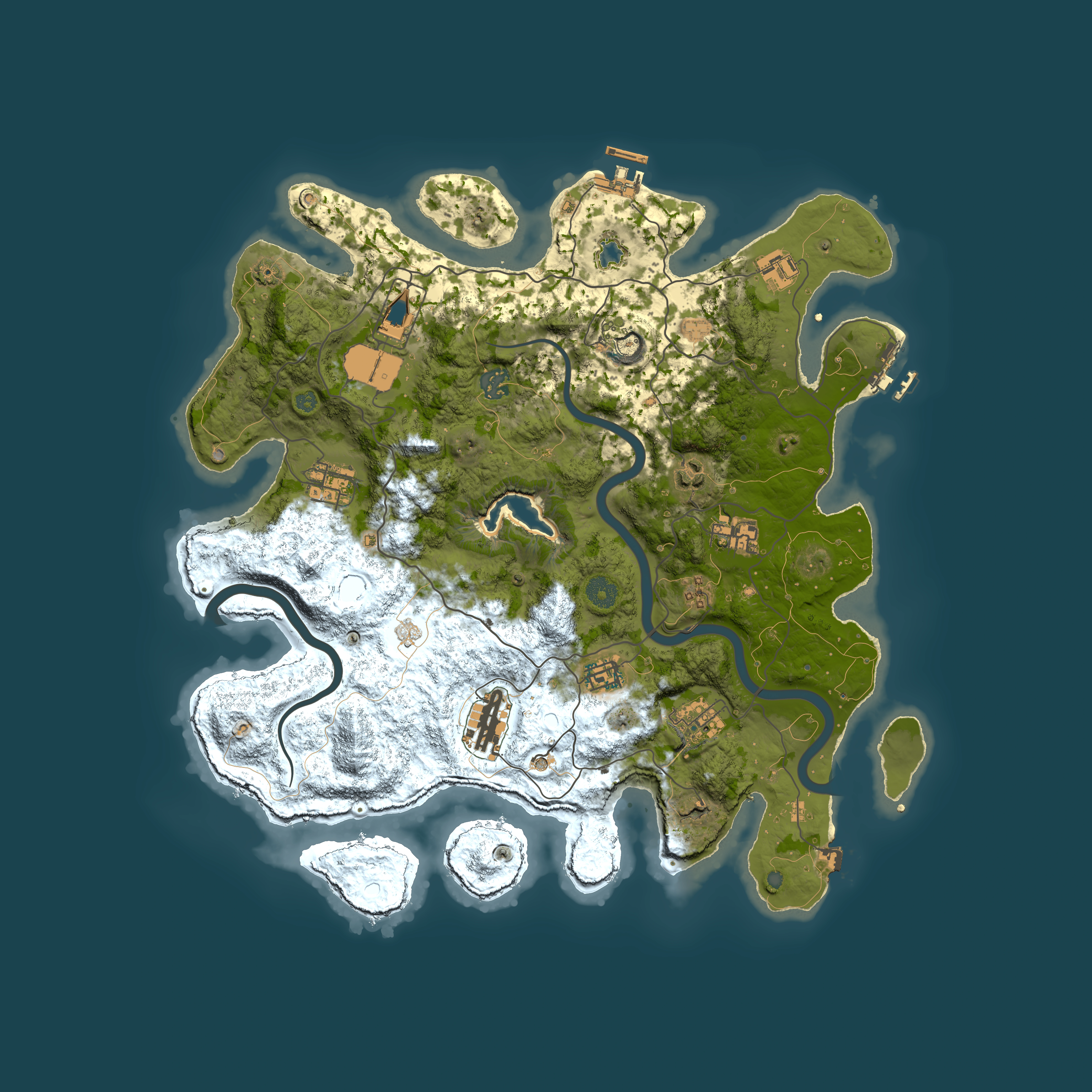 Full top-down render of Rust map seed 1354363166, 4000x4000m