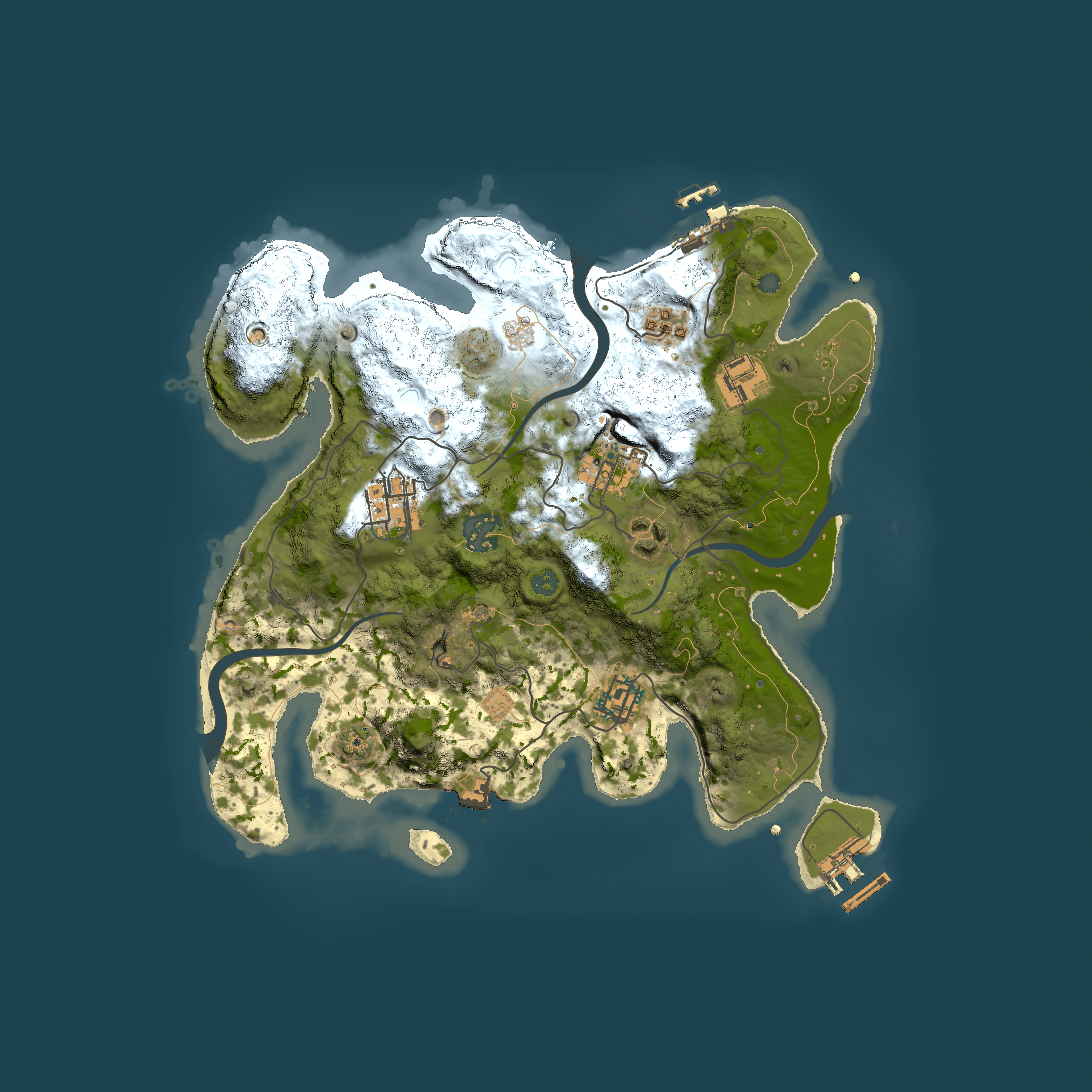 Full top-down render of Rust map seed 439137545, 3000x3000m