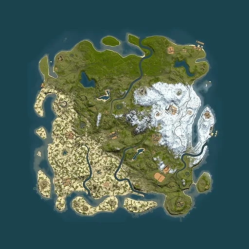 Rust map seed 1293266986, 5000x5000m top-down preview