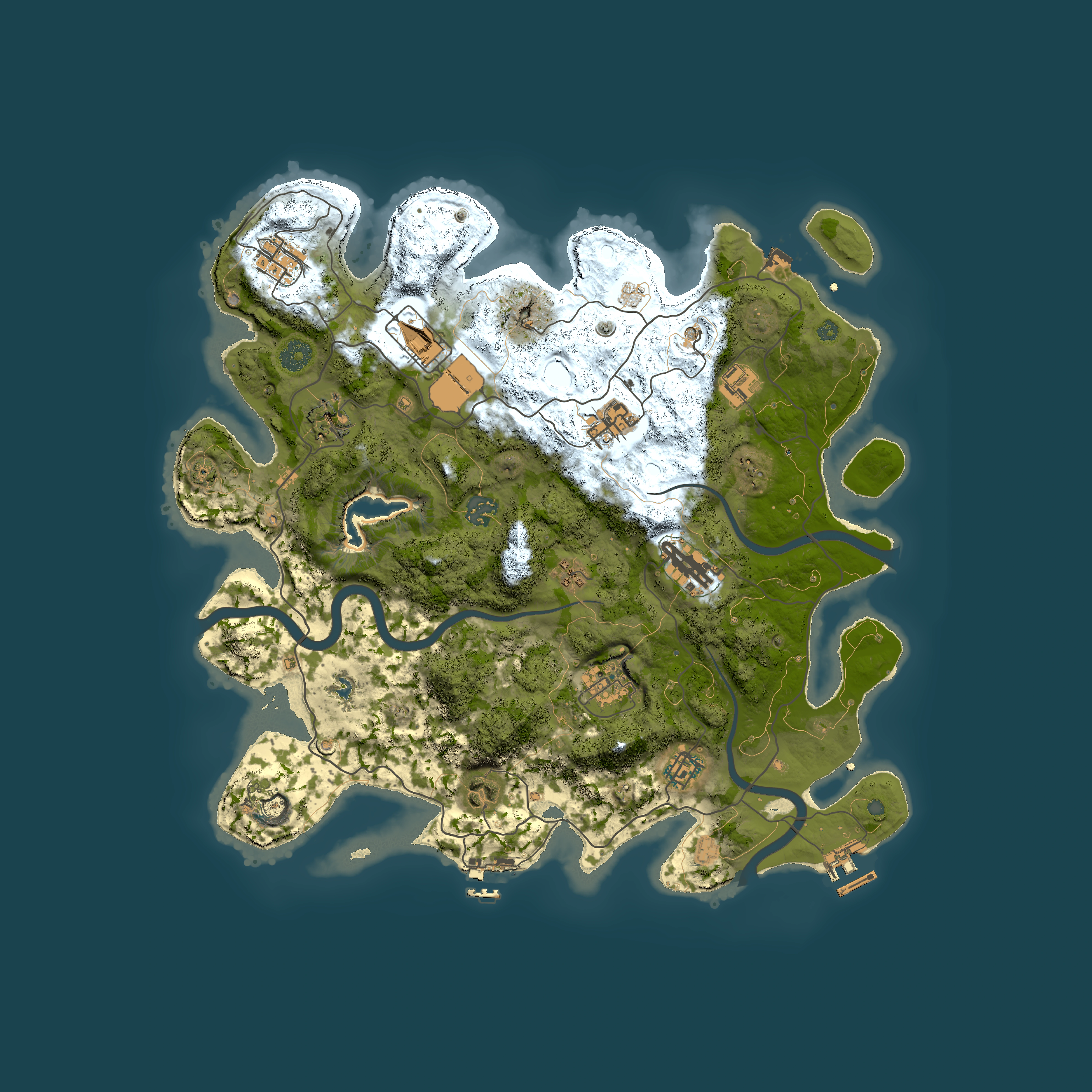 Full top-down render of Rust map seed 1977954524, 4000x4000m