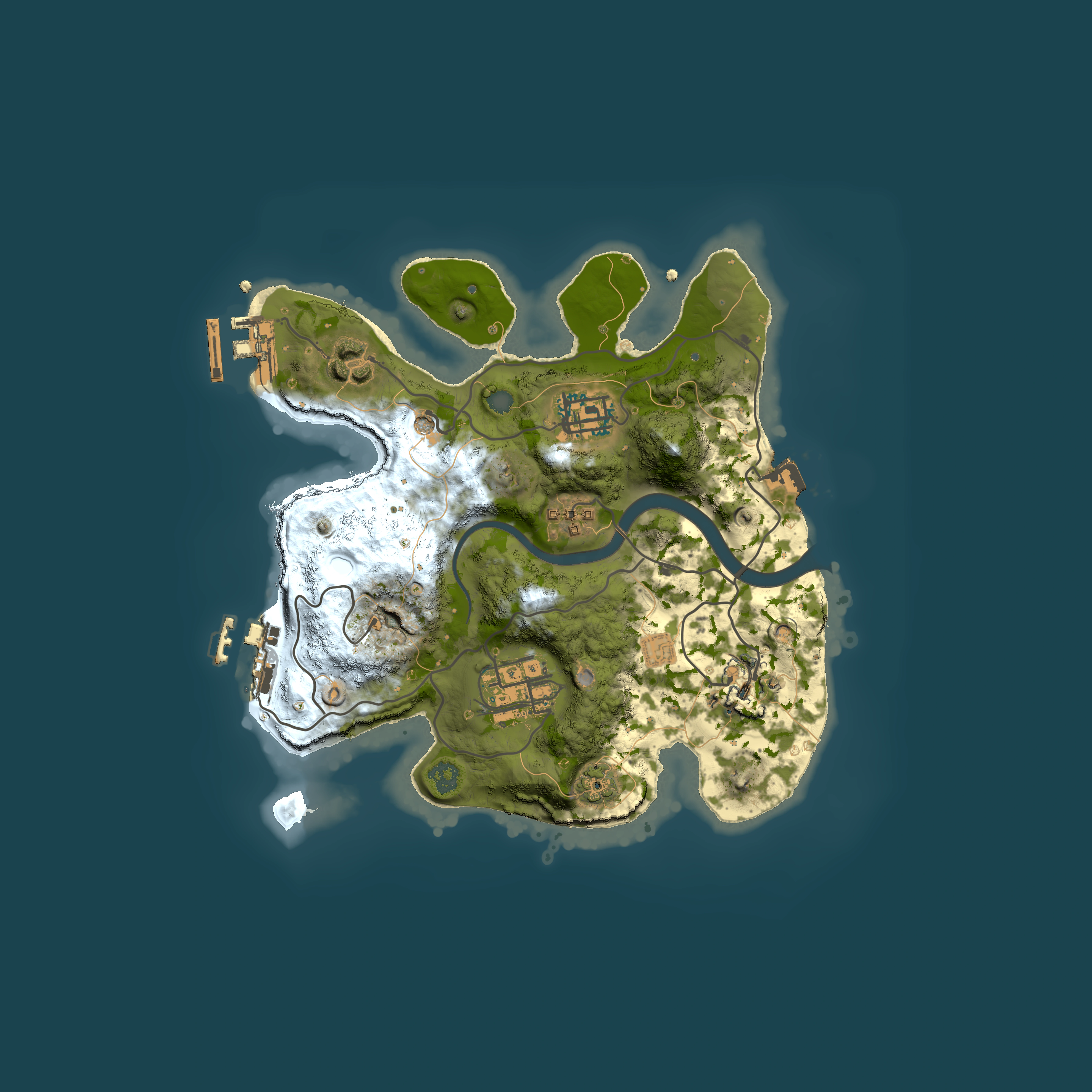 Full top-down render of Rust map seed 1366250644, 2500x2500m
