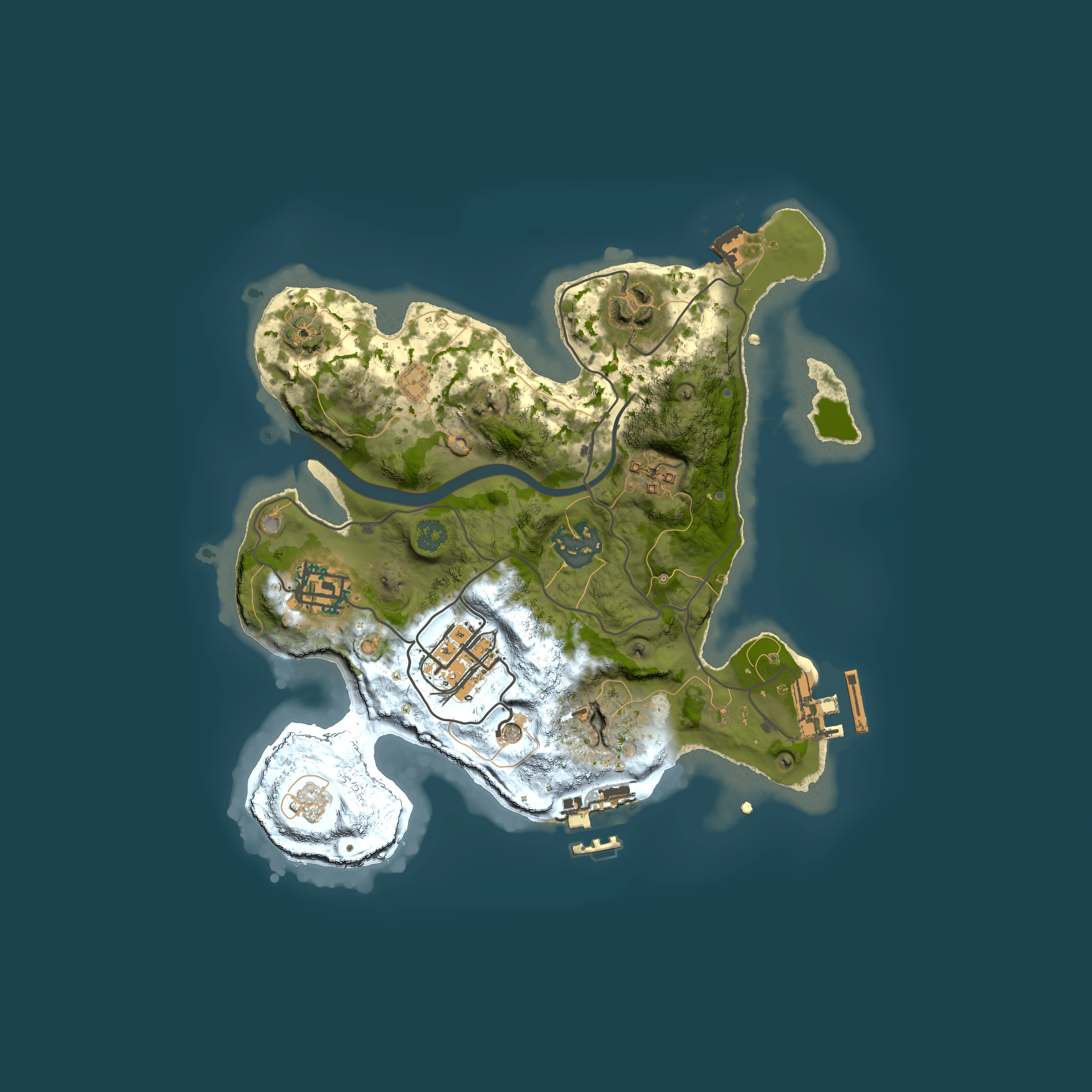 Full top-down render of Rust map seed 160101493, 2500x2500m