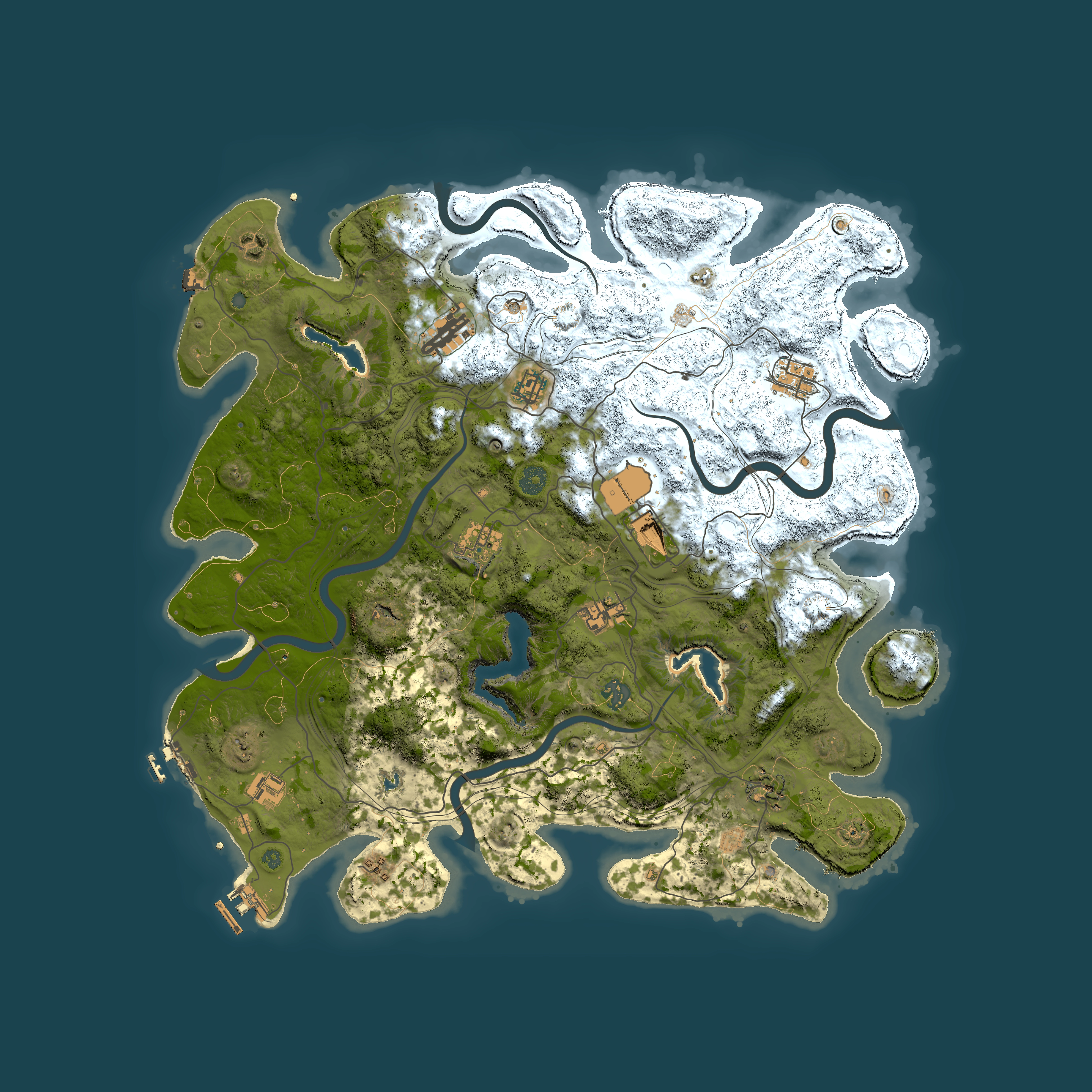 Full top-down render of Rust map seed 1119606715, 4500x4500m