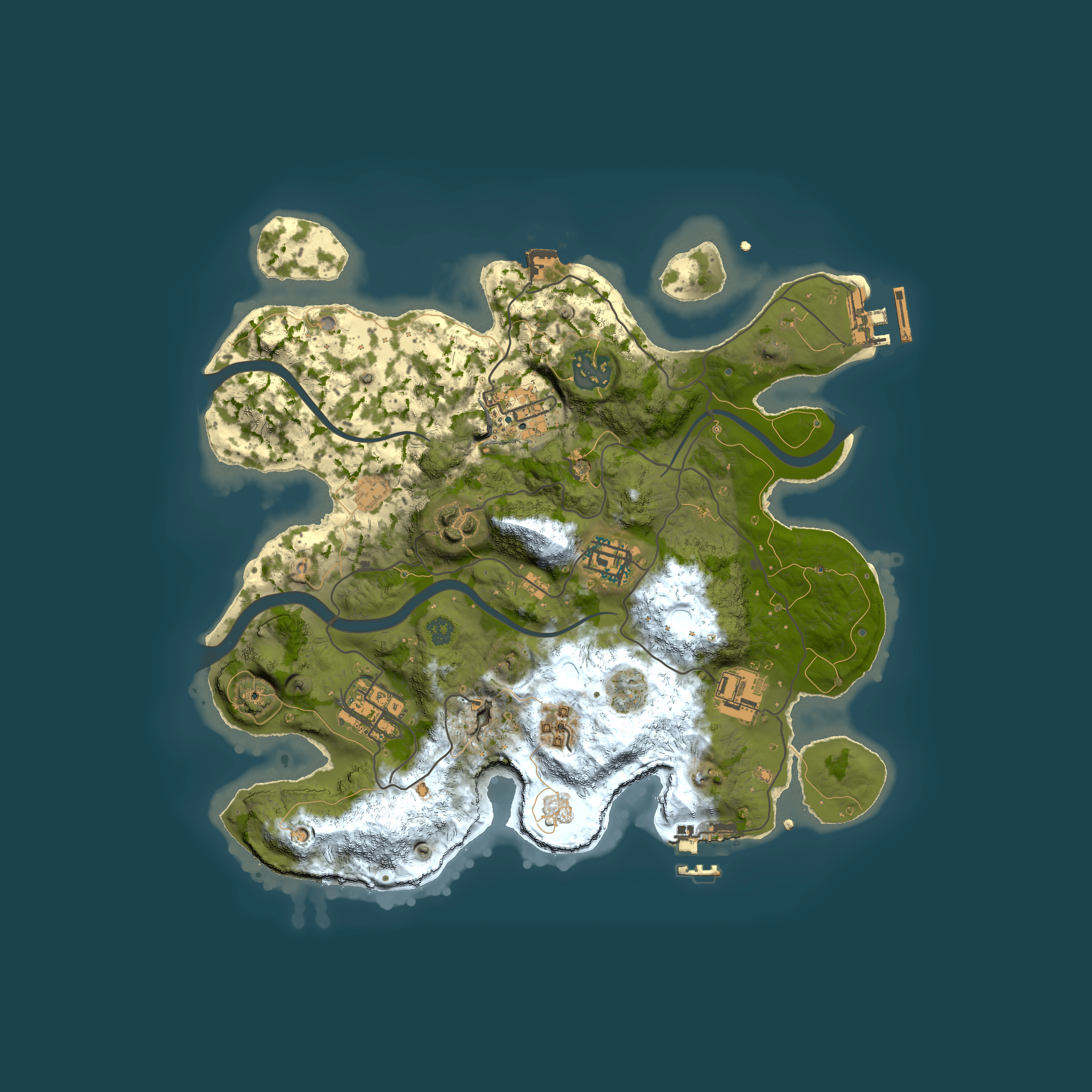 Full top-down render of Rust map seed 1984619488, 3000x3000m