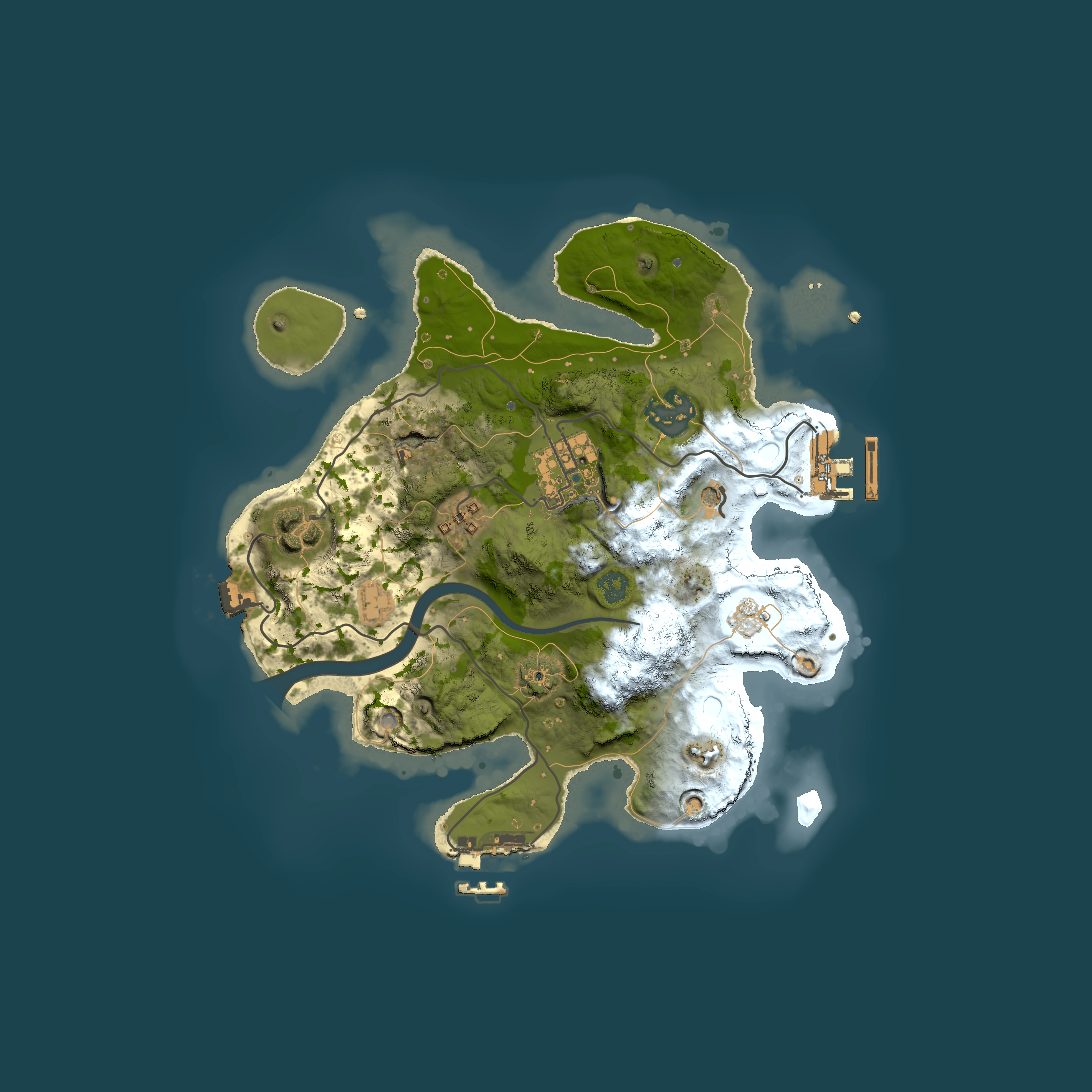Full top-down render of Rust map seed 593767389, 2500x2500m
