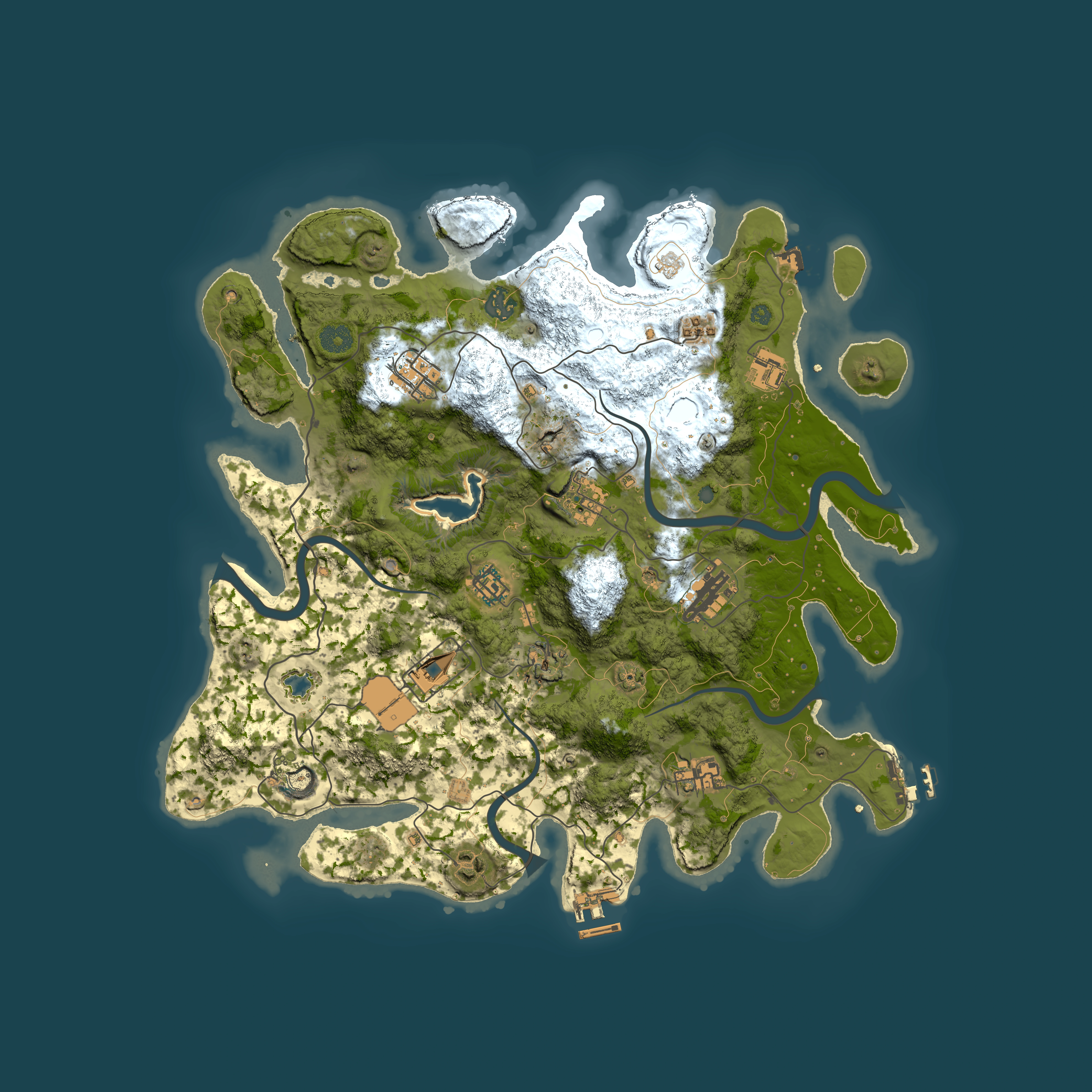 Full top-down render of Rust map seed 1355634550, 4000x4000m