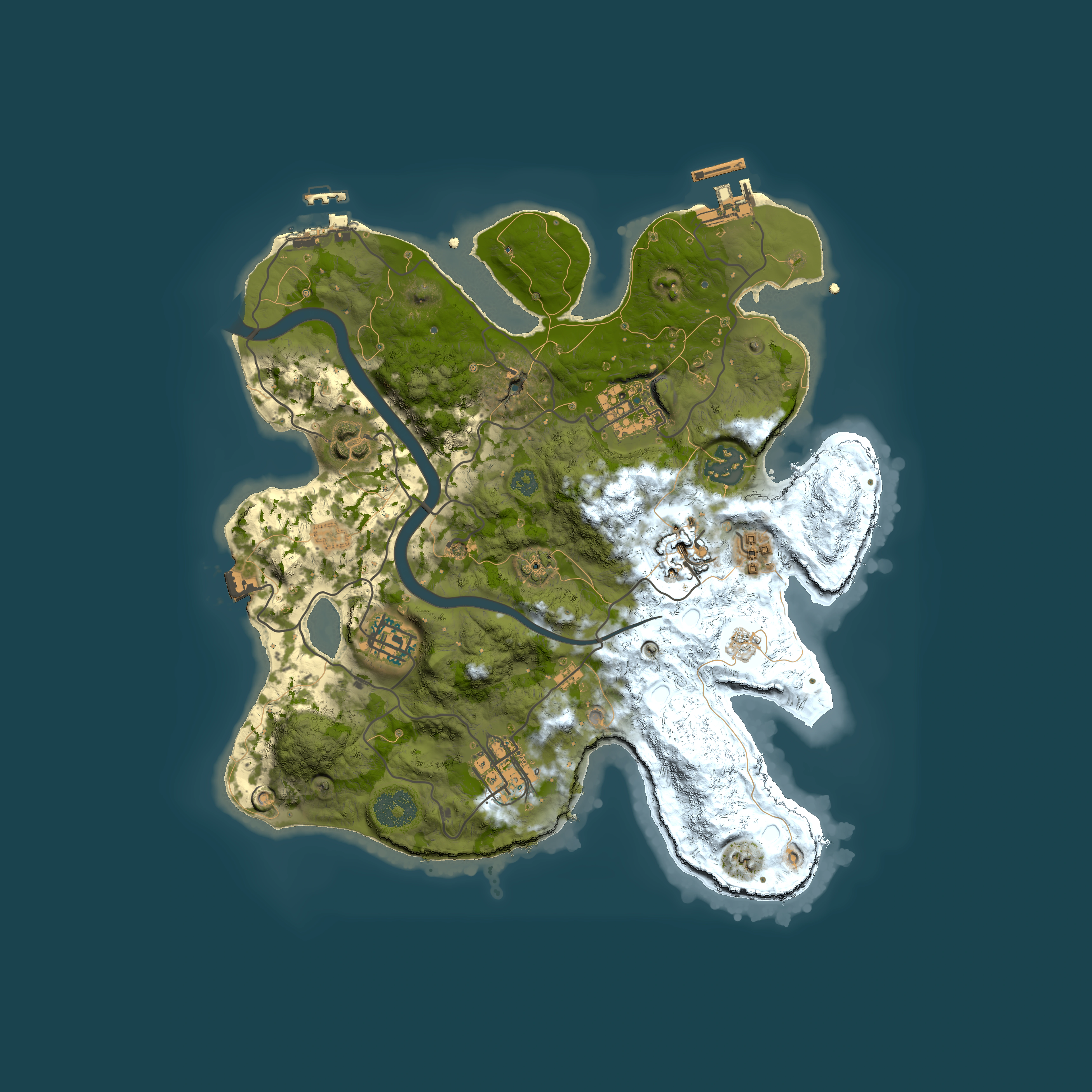 Full top-down render of Rust map seed 1799206109, 3000x3000m