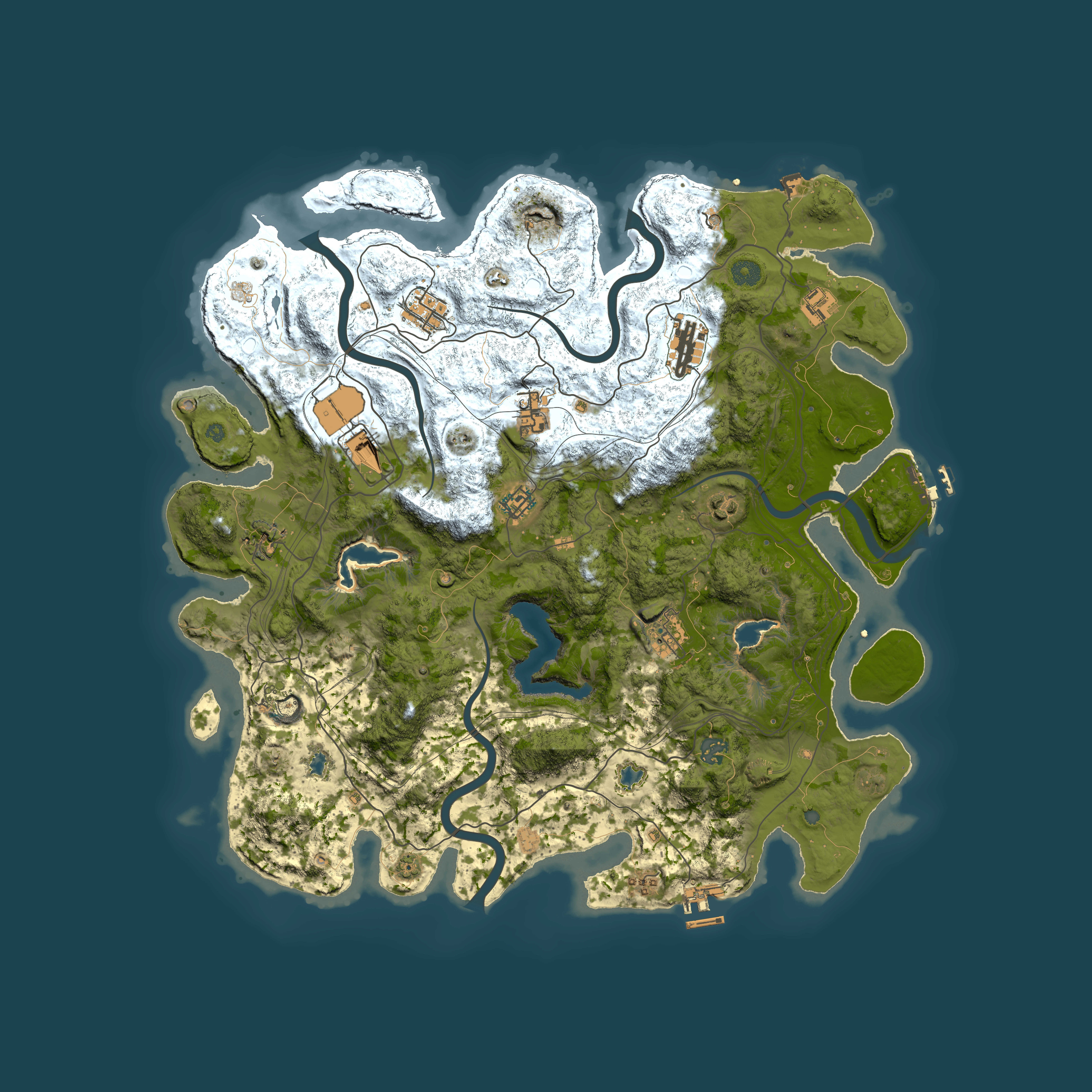 Full top-down render of Rust map seed 91693759, 4500x4500m
