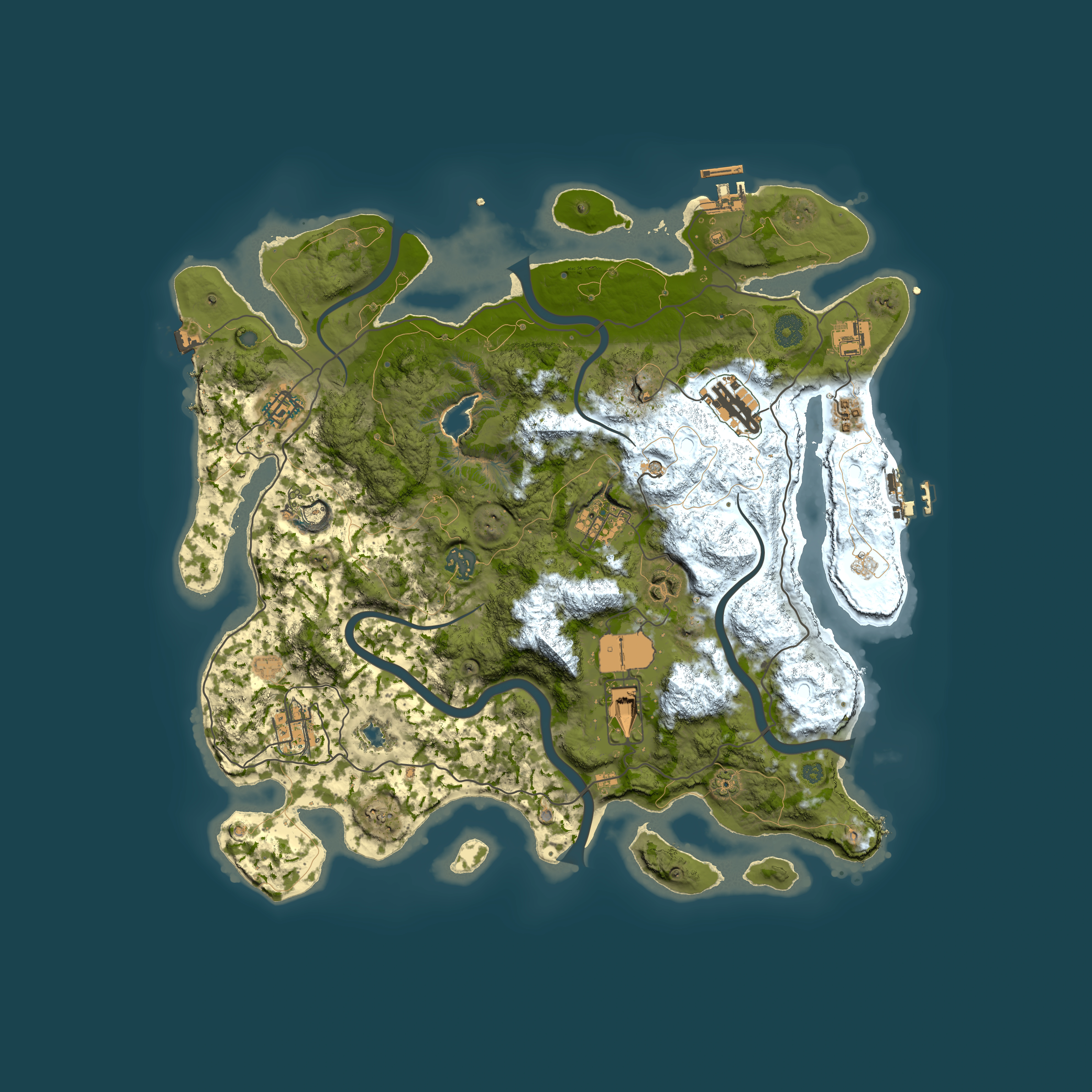 Full top-down render of Rust map seed 1095318756, 4000x4000m
