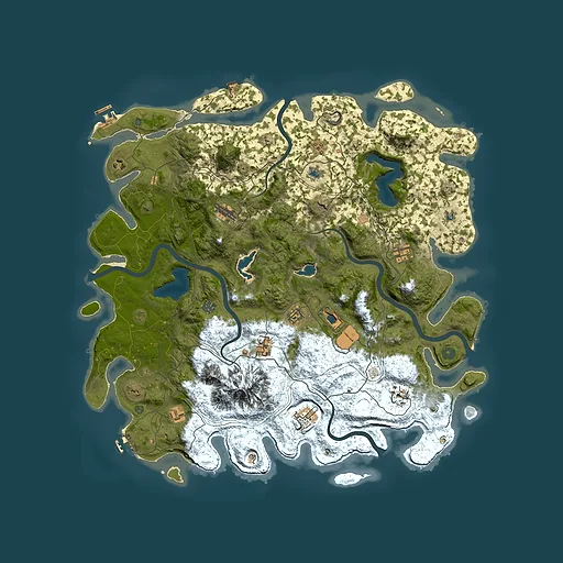 Rust map seed 386052424, 5000x5000m top-down preview