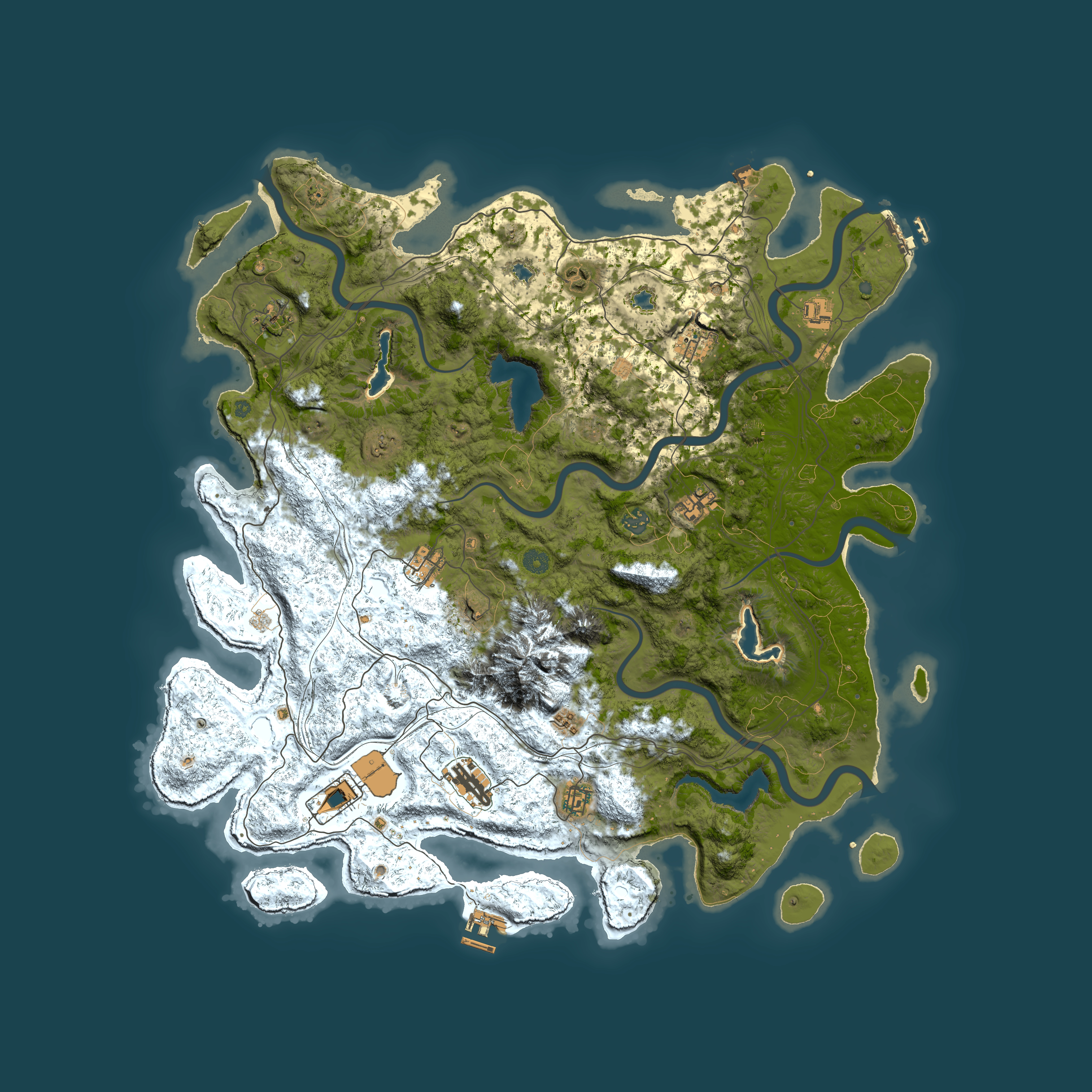 Full top-down render of Rust map seed 1245401696, 5000x5000m