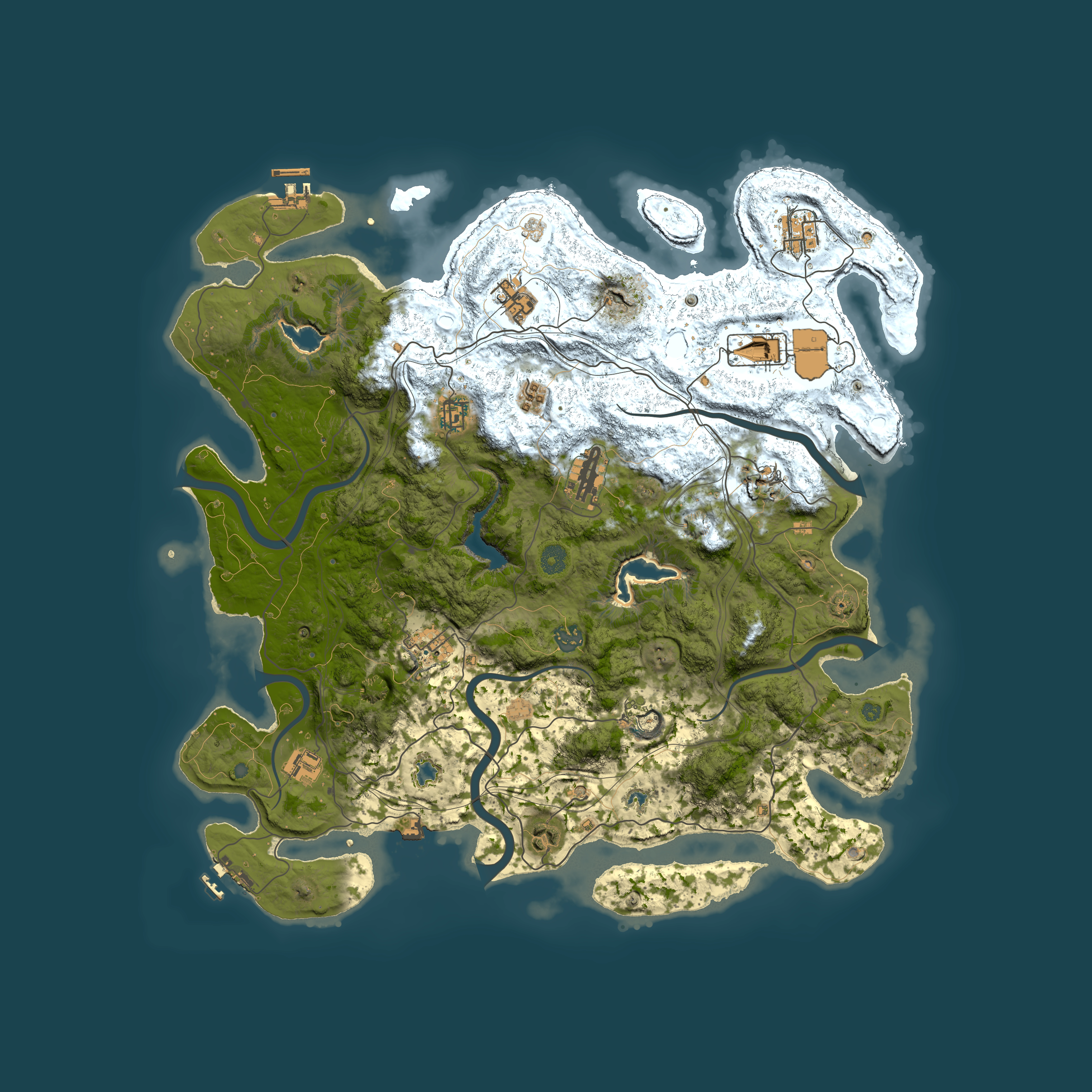 Full top-down render of Rust map seed 832593477, 4500x4500m