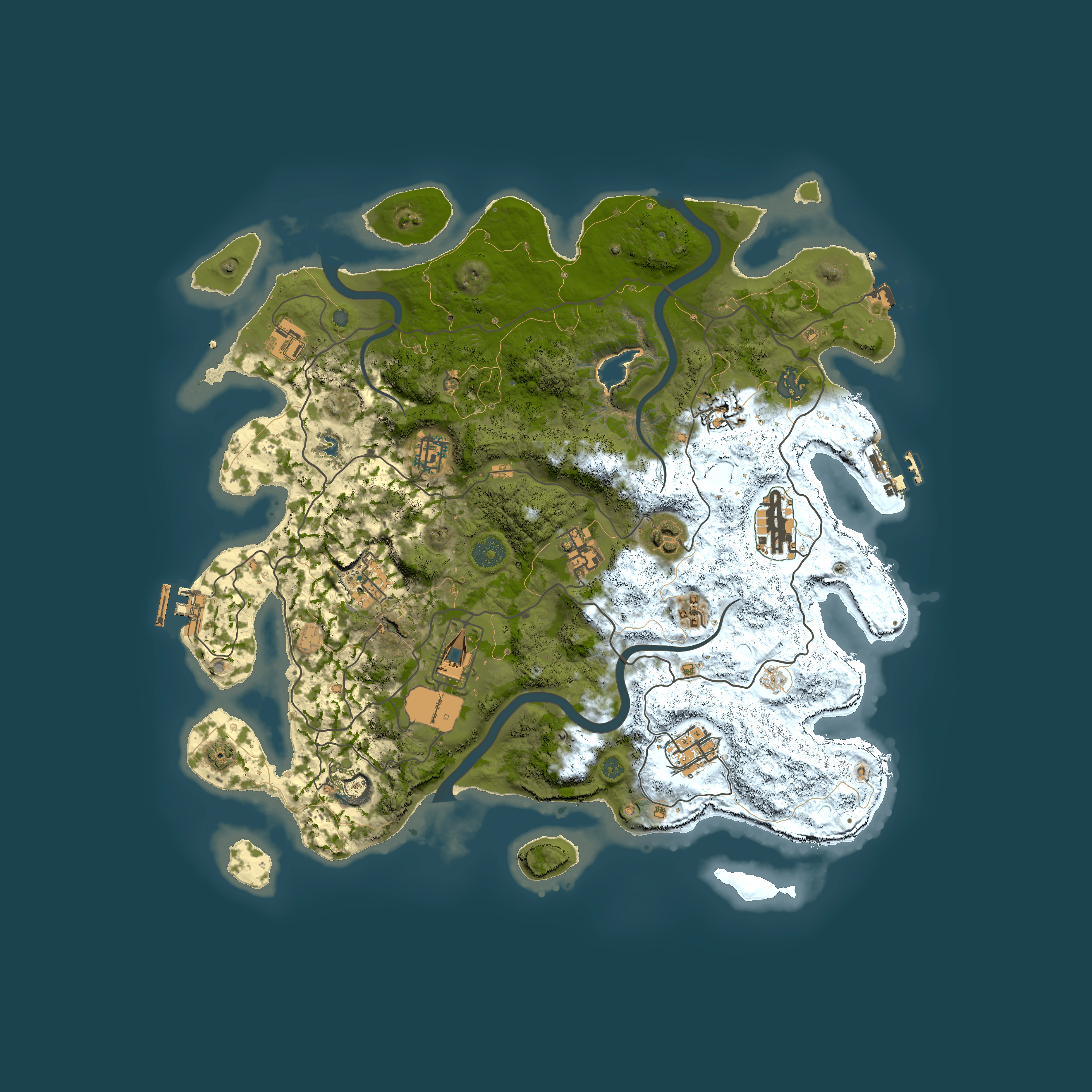 Full top-down render of Rust map seed 684728991, 4000x4000m