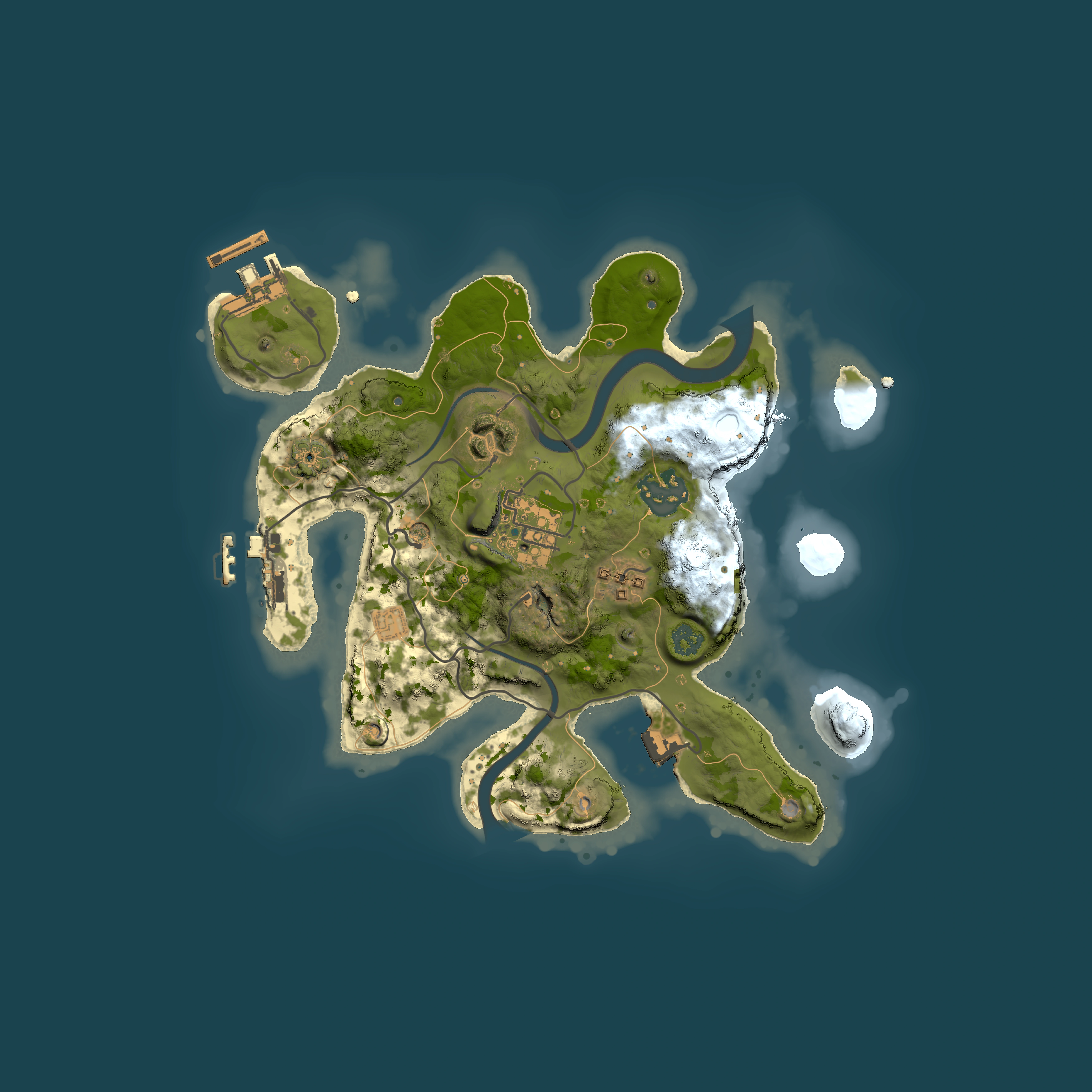 Full top-down render of Rust map seed 499753619, 2500x2500m