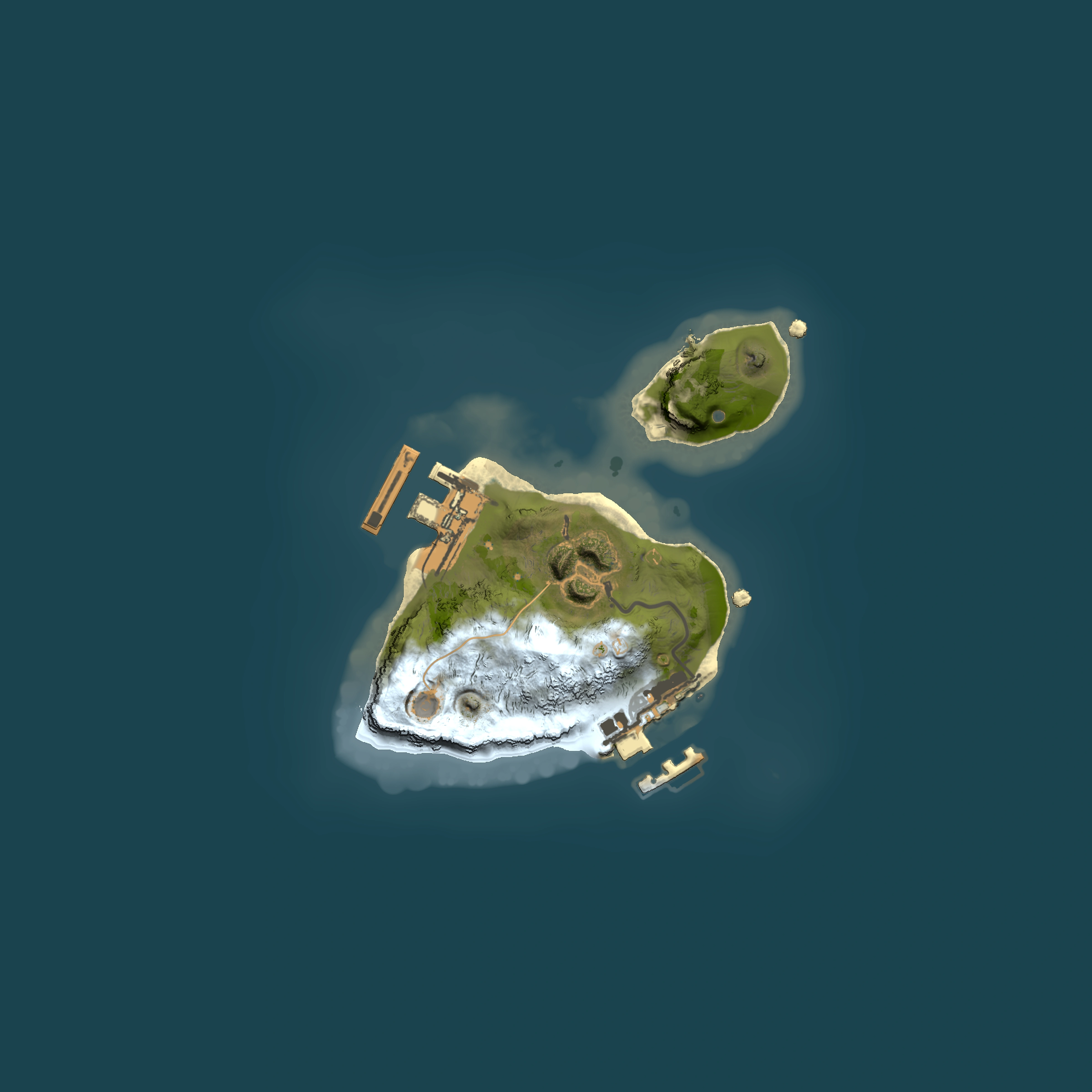 Full top-down render of Rust map seed 98490961, 1500x1500m