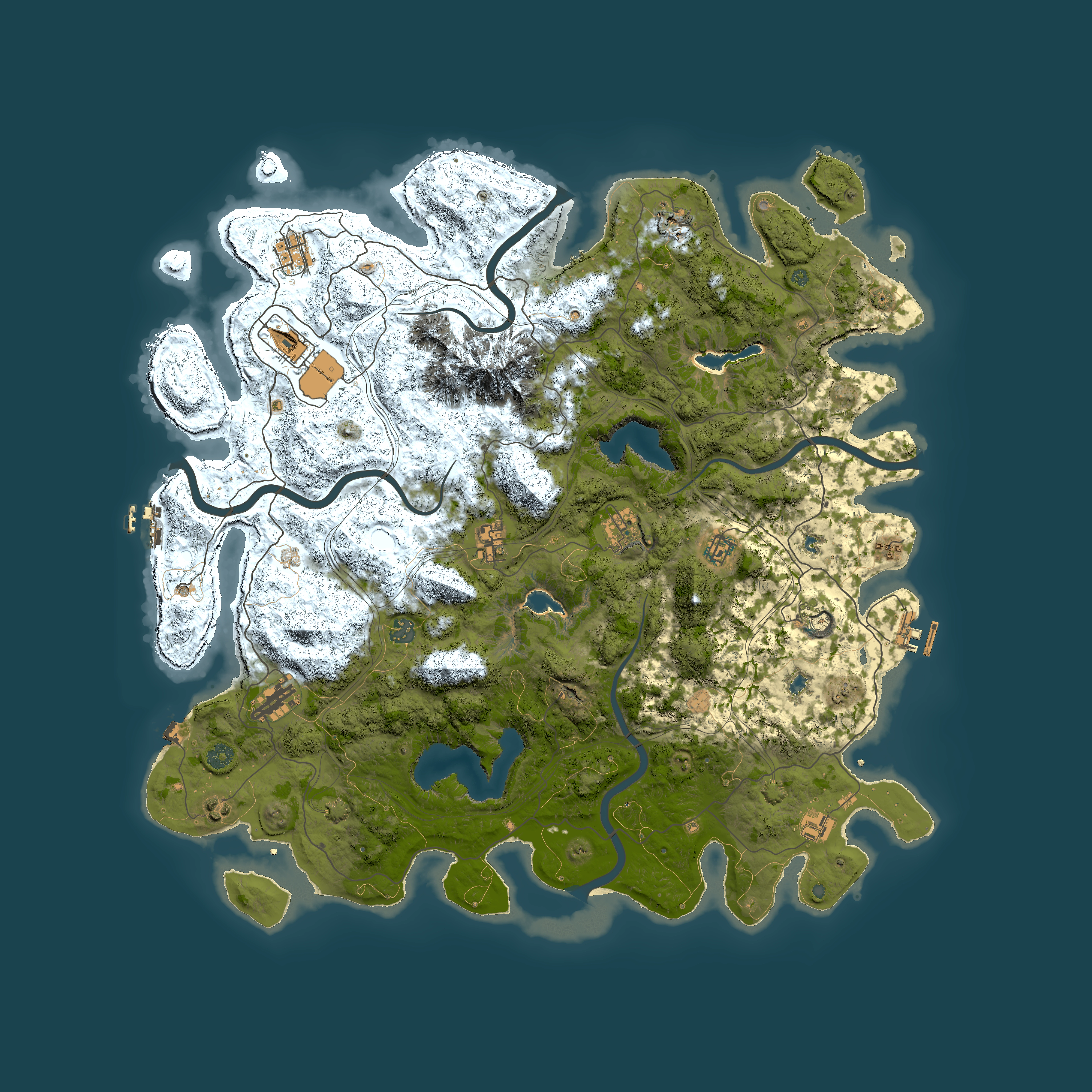 Full top-down render of Rust map seed 71441500, 5000x5000m