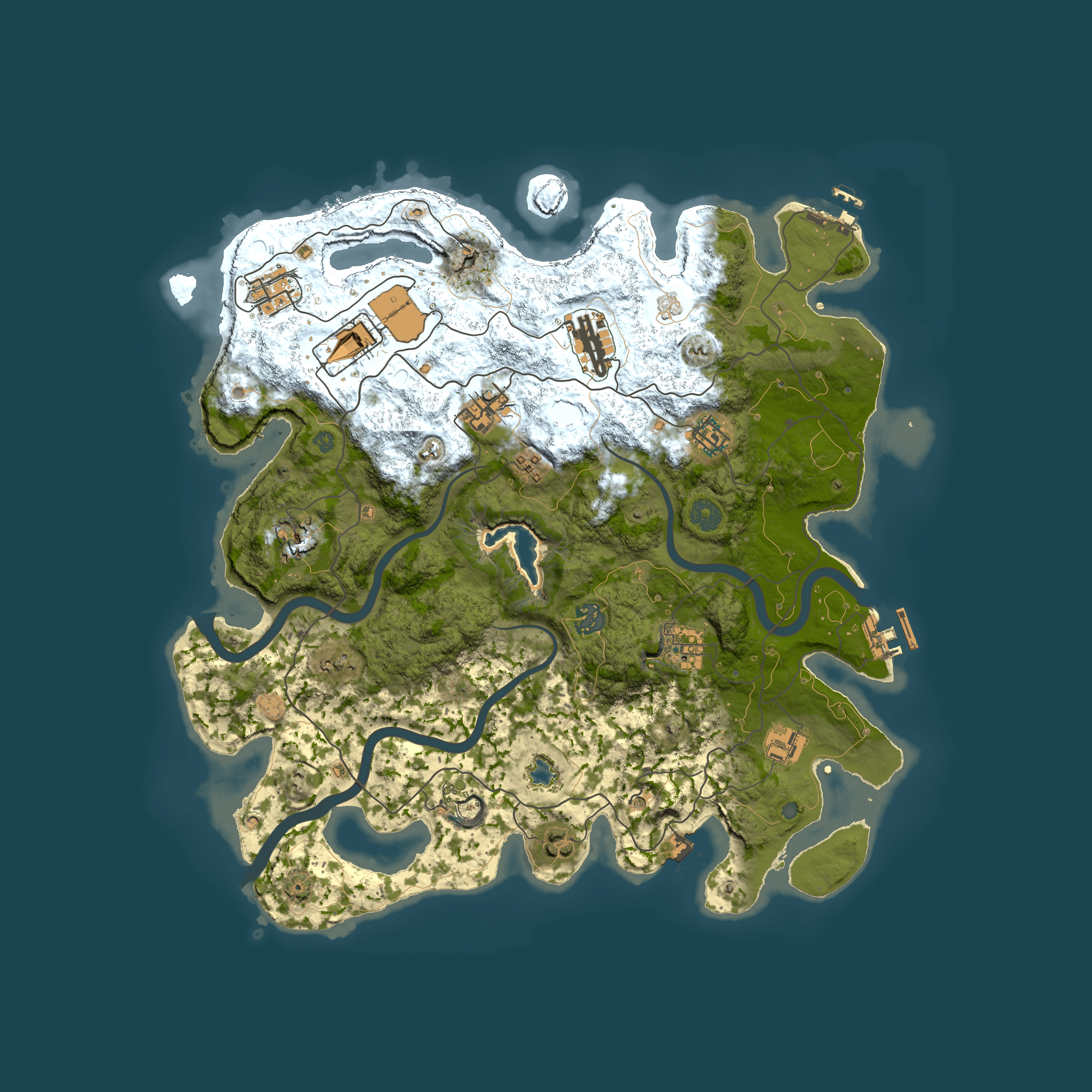 Full top-down render of Rust map seed 1558920881, 4000x4000m